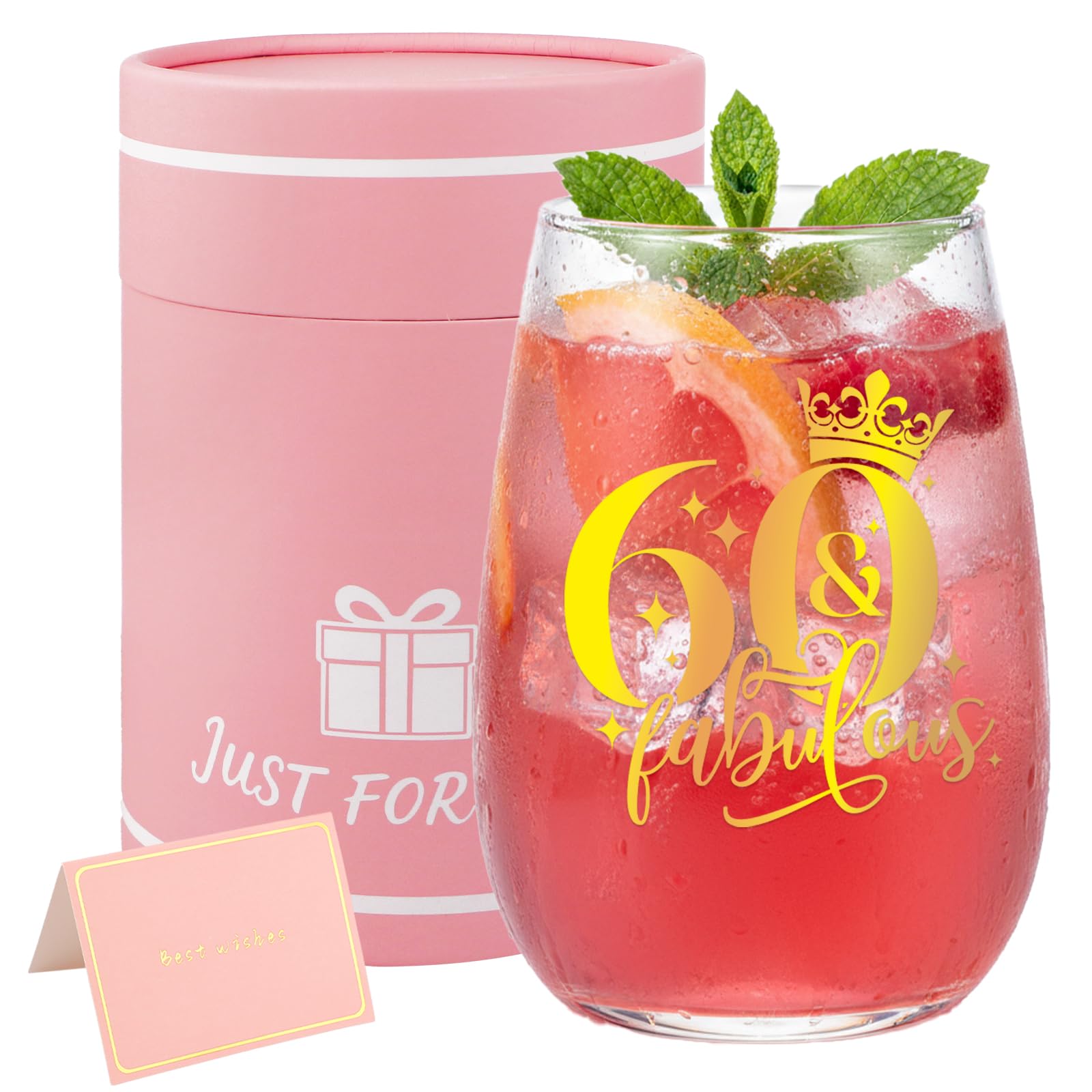Bliceon 60th Birthday Gifts for Women, 15oz Personalised Wine Glass, 60th Birthday Hampers for Women, Anniversary Glasses, Birthdays Party, Retirement Gifts โ image 1