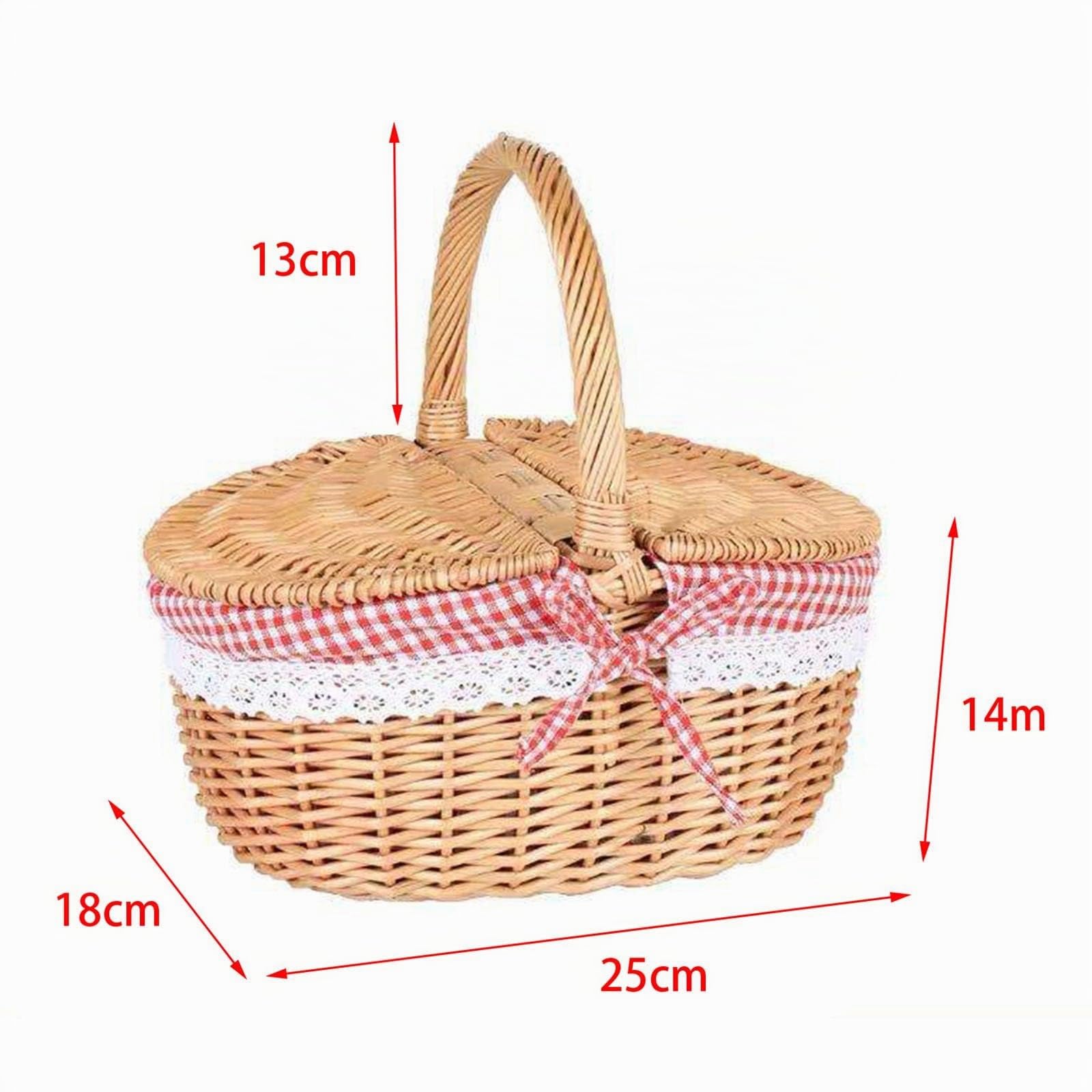 MagiDeal Panier Osier Main avec Couvercle et poignée Panier de Rangement en Osier pour Parc