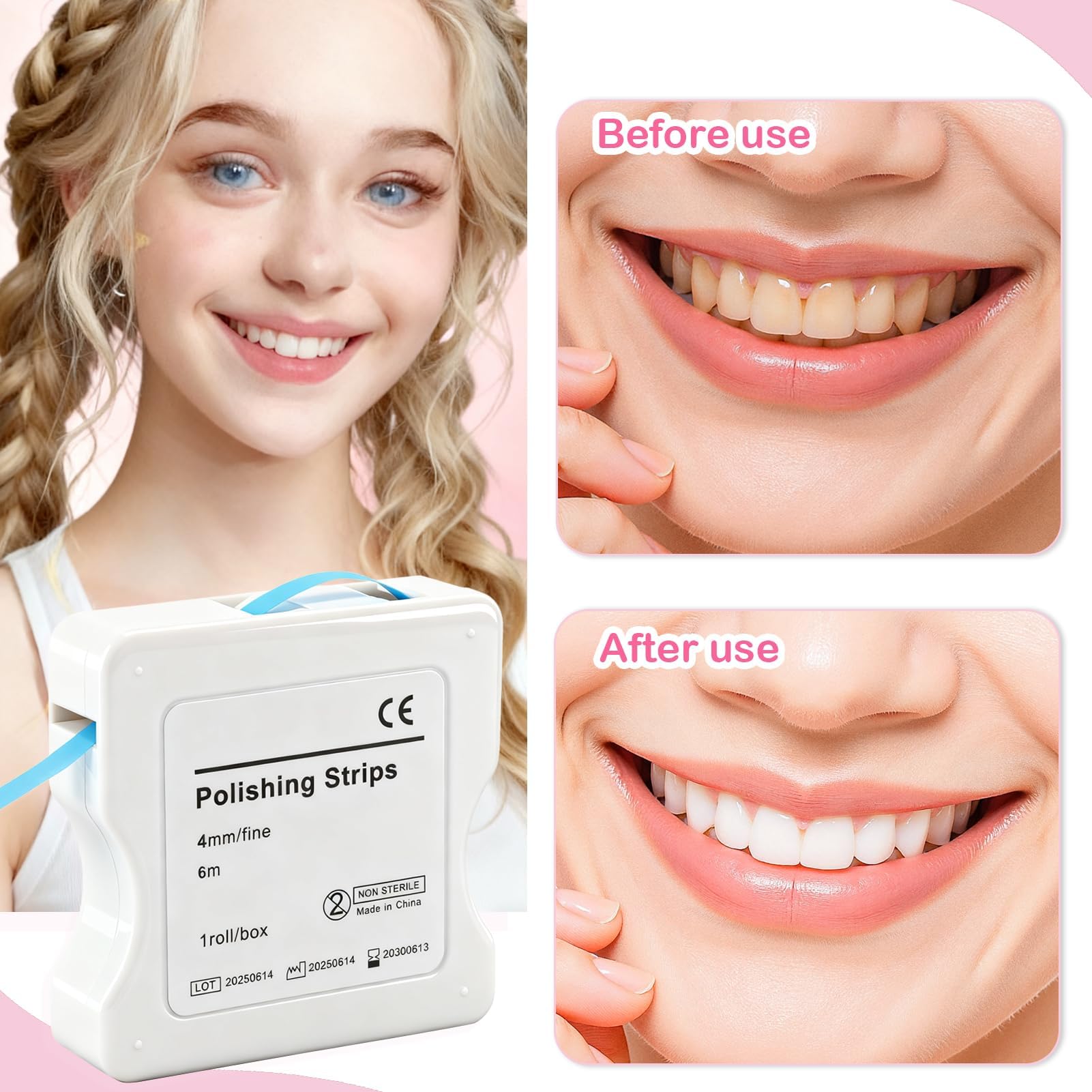 Papel de lija interdental 6 m arena fina rollo resina pulido dental