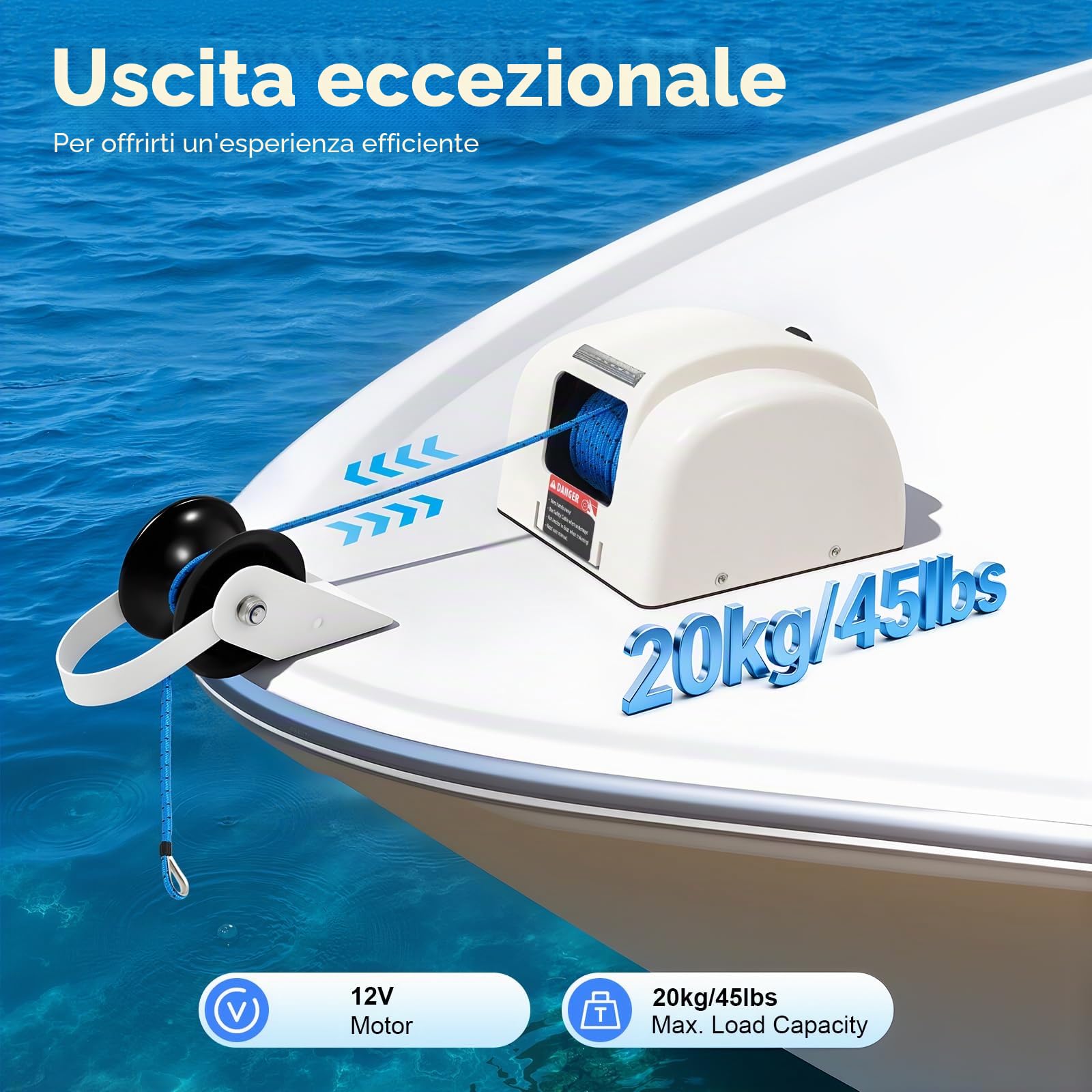 Verricello elettrico per barche con telecomando senza fili, acqua salata, 25LBS, verricello elettrico 30 m, 12 V, acqua salata per ancora fino a 20 kg