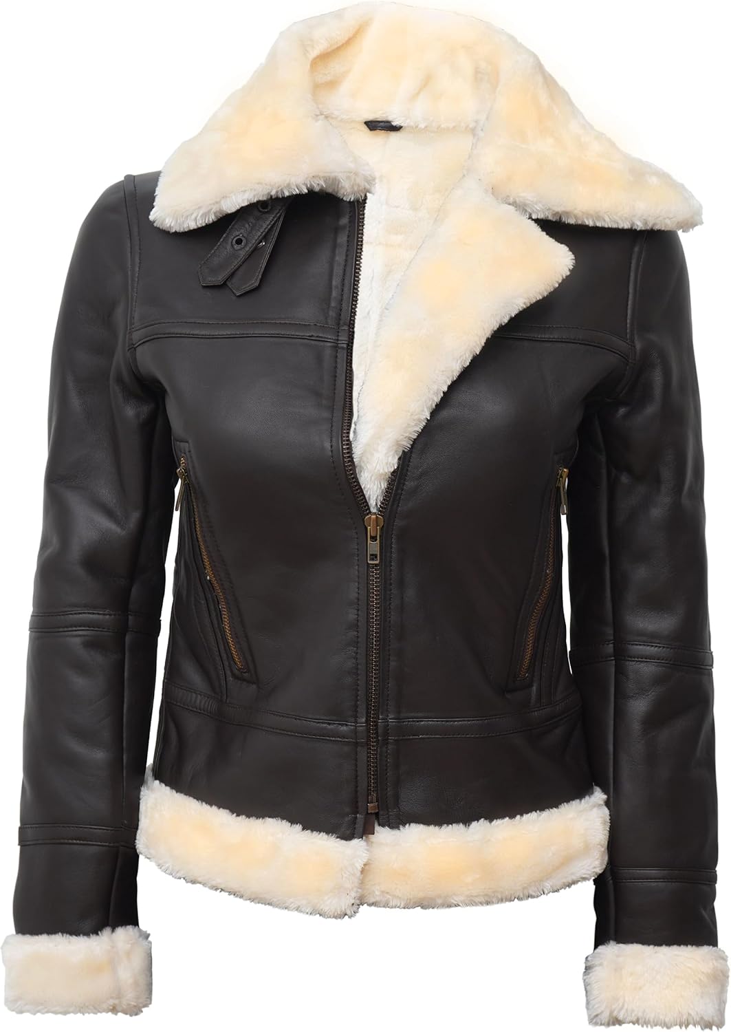 Decrum Women Leather Jacket - Stylish Shearling Winter Leather Jackets For Women - Image 3