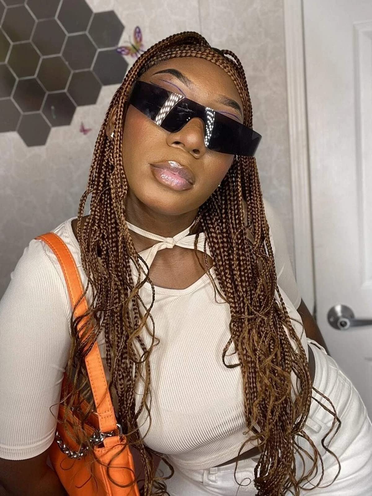 AIEYEZO Moda moderna Senza Montatura Futuristico Avvolgere Occhiali Da Sole Donne Uomini Cyberpunk Visiera Occhiali Da Sole Trendy Future Shades