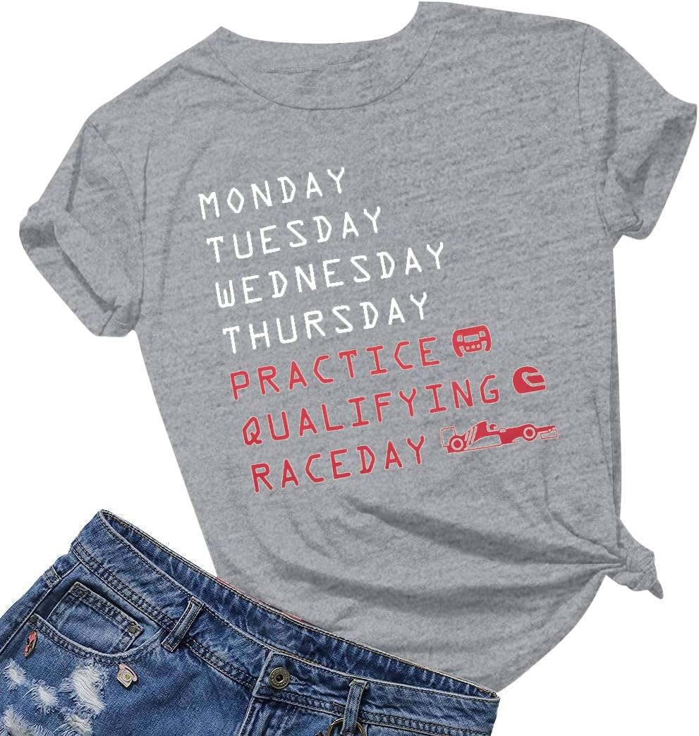 Racing Cars Shirt for Women Race Week Shirts Short Sleeve Tee for Car Lover