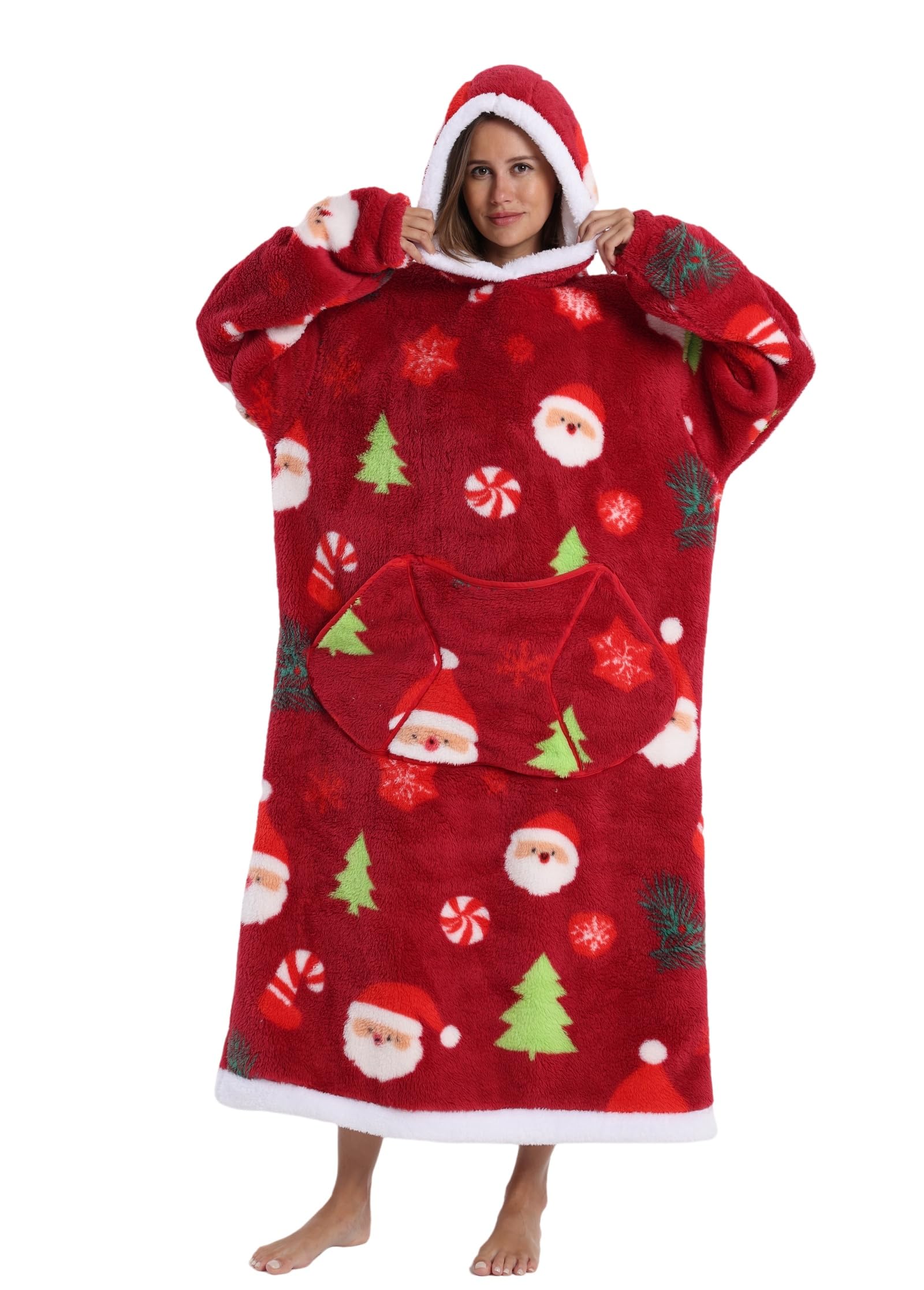 Pterygoid Extra Long Oversized Blanket Hoodie,Hooded Wearable Blanket with Sleeves for Women and Men,Soft Fleece Giant Sweatshirt with Pocket Gift for Adult Teenager