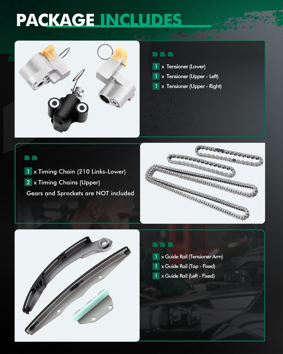 SCITOO Engine Timing Chain Kit Replaces for Nissan Frontier Pathfinder Xterra for Suzuki Equator 2005-2012 4.0L TKNI042 TK10670 13024-7Y000