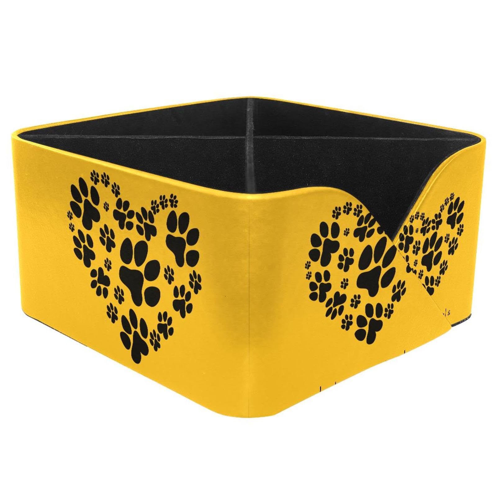 KengjuTesu Animals Footprints Desktop Organizer Pen Holder, Rectangular Pencil Cup for Office, Study and Makeup Stations