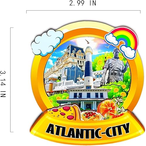 Miniatura 3 de Atlantic City New Jersey USA - Imán de nevera 3D clásico de madera para nevera, hito hecho a mano, artesanía, recuerdo de viaje, colección de