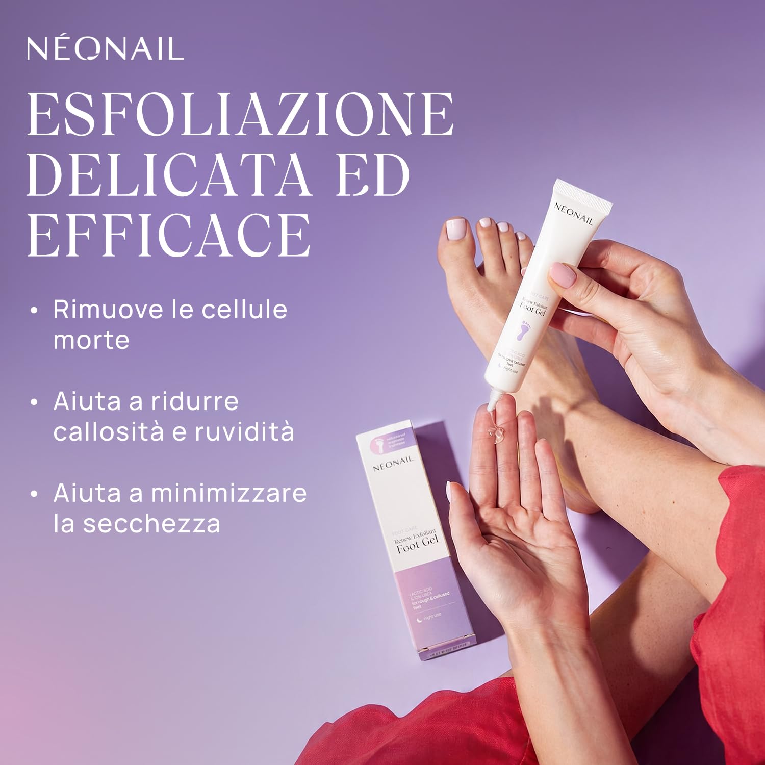 NÉONAIL Gel esfoliante piedi con urea 10% e acido lattico - Renew Exfoliant Foot Gel - gel cheratolitico per piedi secchi e screpolati - 50 ml