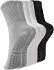 BONANGEL Pilates Socks with Grips for Women, 3 Pairs Womens Grippy Yoga Ballet Barre Hospital Gym Athletic Socks