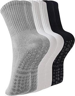 BONANGEL Pilates Socks with Grips for Women, 3 Pairs Womens Grippy Yoga Ballet Barre