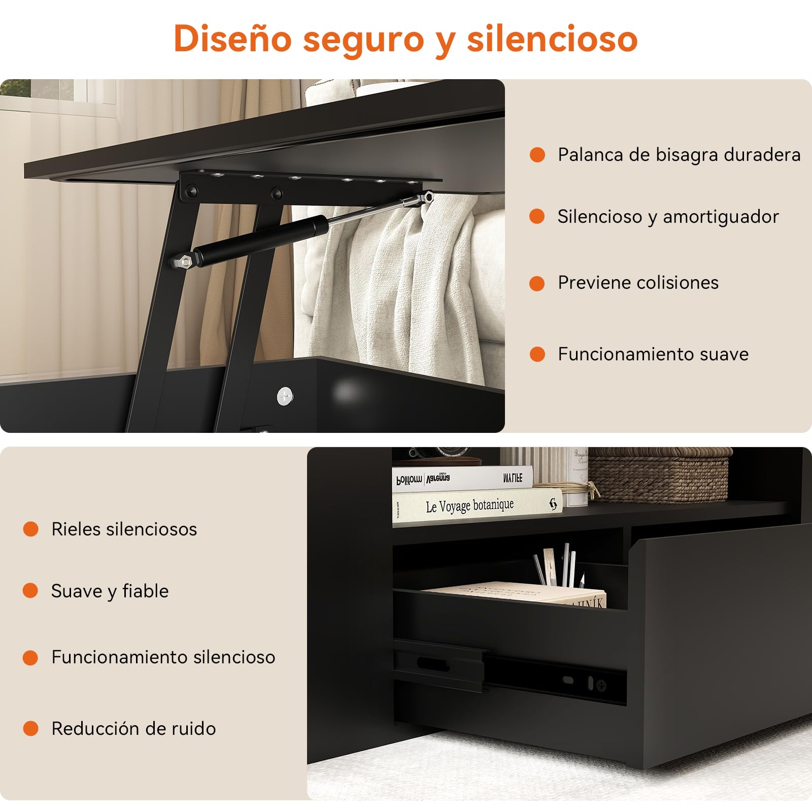 YU YUSING Mesa de Centro Elevable y Extensible con Luz LED, Amplio Espacio | 92 x 50 x 43-56 cm, Estructura de Acero, Control por Aplicación y Botones, Negro