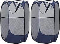 Vista 21 de Larpur Paquete de 2 cestas plegables para lavandería, plegable, portátil, de malla, con asas de transporte reforzadas (rosa)