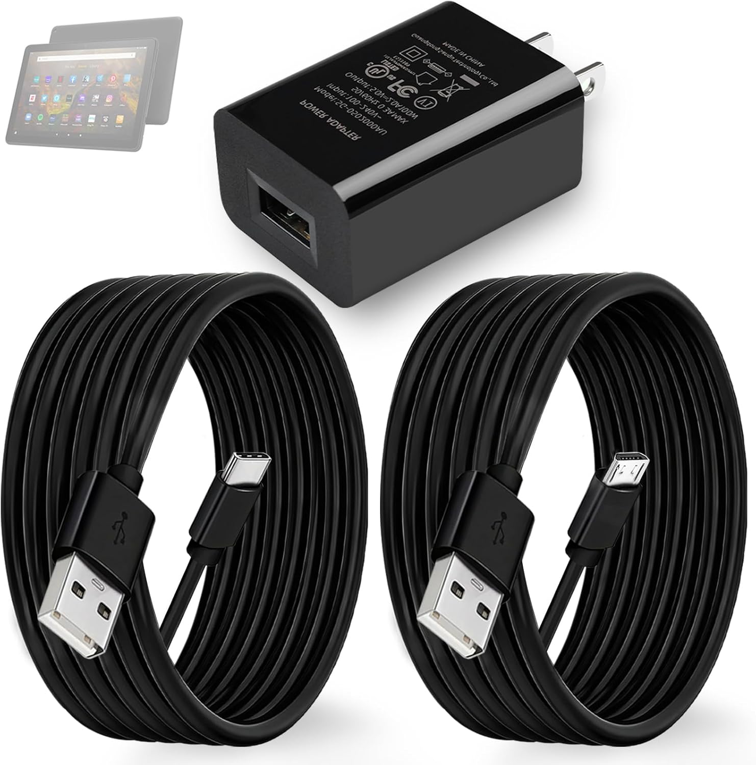 for Kindle Fire Tablet USB Charger: Replacement for All Generations HD 10 Pro Charger Cord Adapter, for 5-11th Gen Paperwhite Oasis Voyage Scribe Colorsoft HDX Plus Kids Edition 7-10 Inch, 5FT Cable