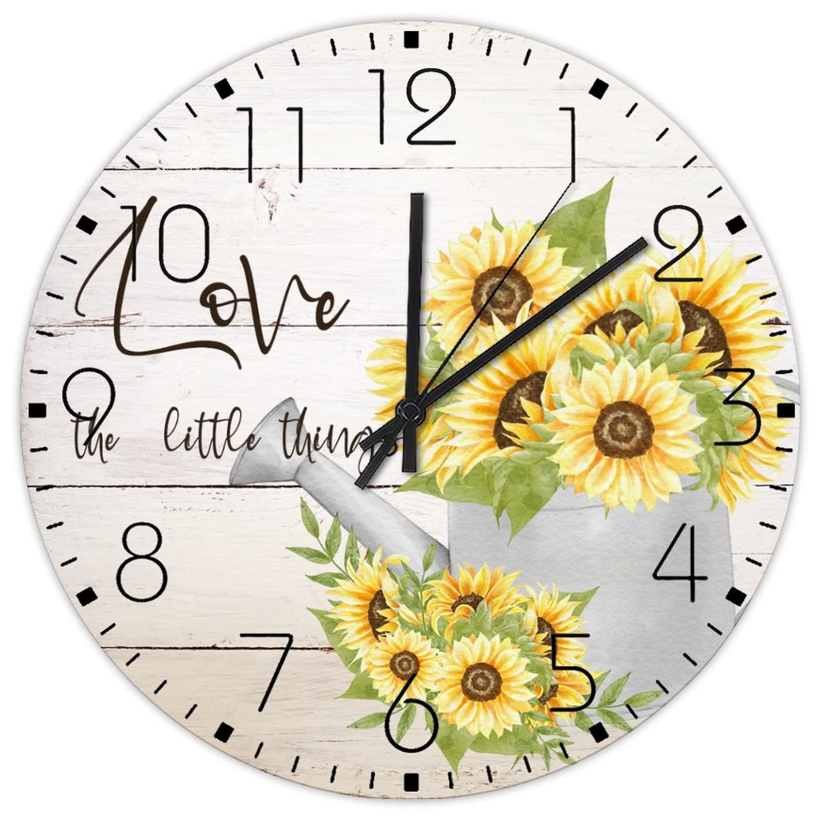 Horloge murale en bois 38cm fleur aquarelle silencieuse pour grand espace et bureau créatif