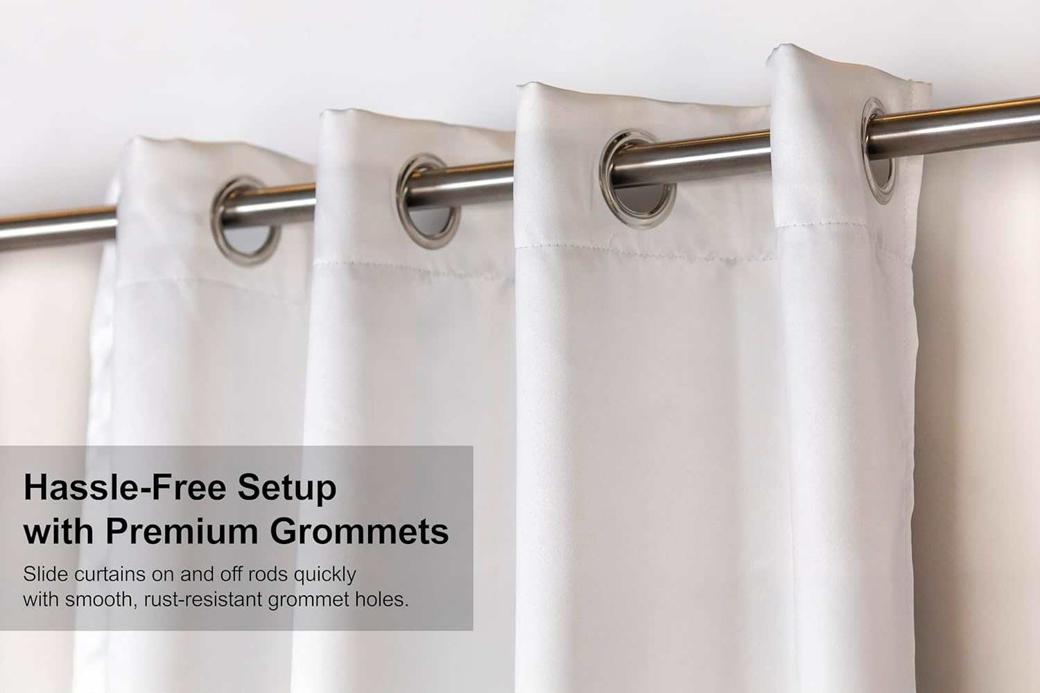 Blackout Curtains for Bedroom and Living Room, Bedroom Decor, Black Liner for 100% Blackout, Thermal Insulated, Built with Stainless Steel Grommet, Easy Installation, Grey, 42x63