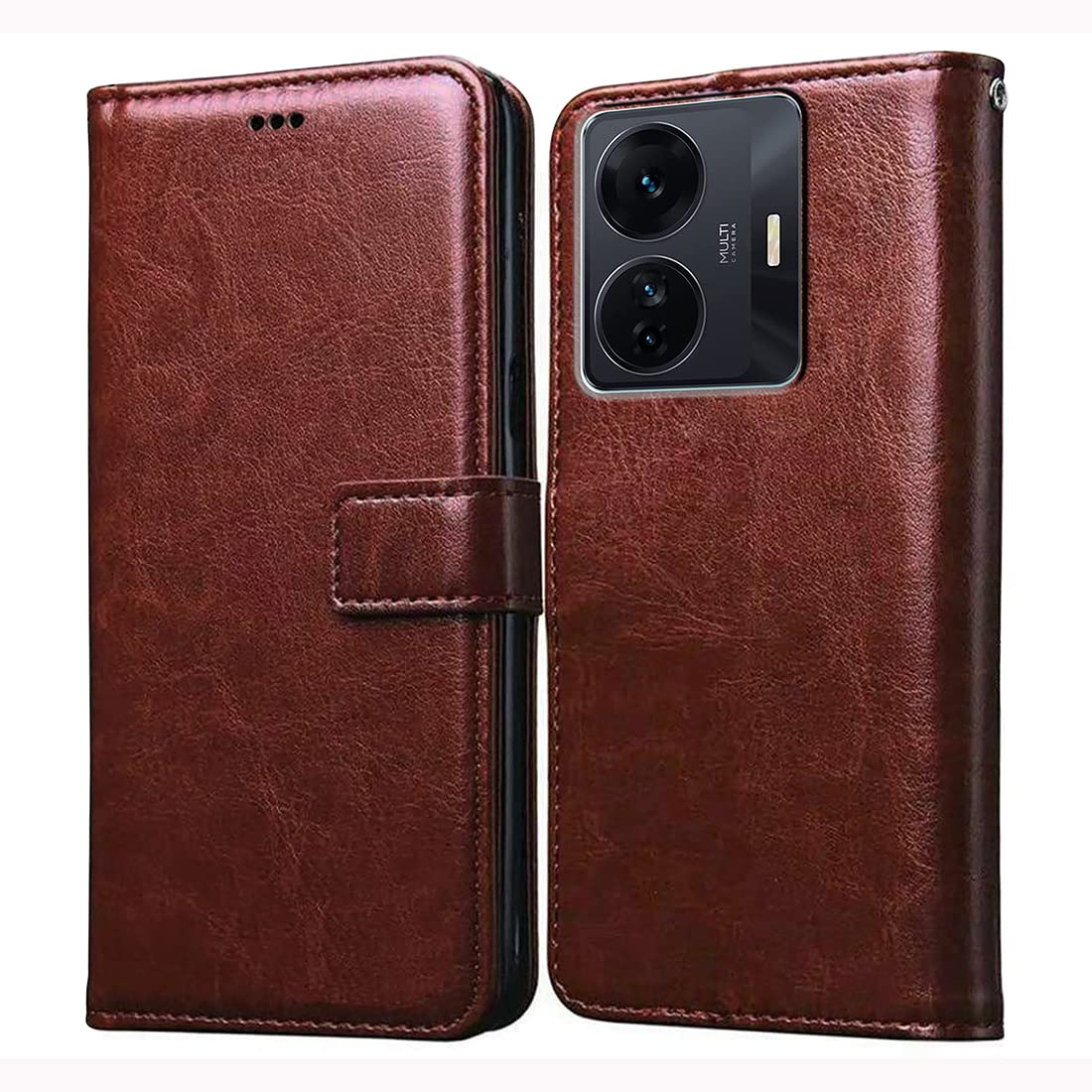 Casotec Flip Cover for iQOO Z6 Pro 5G | Premium Leather Finish | Inbuilt Pockets & Stand | Flip Case for iQOO Z6 Pro 5G (Brown) (B0B7P1LTYF) Amazon Price History, Amazon Price Tracker