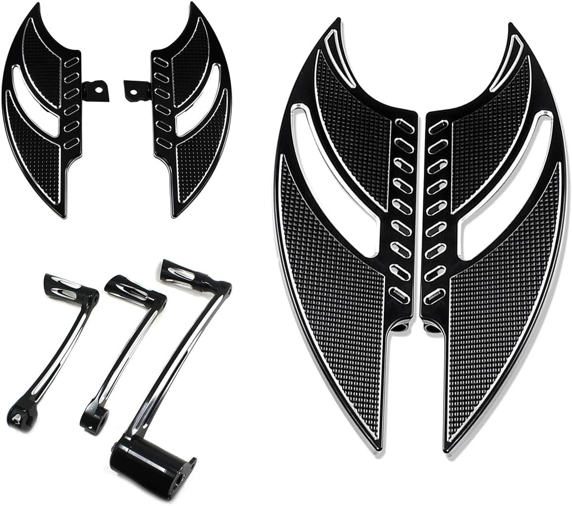 Motorcycle Rear Passenger Driver Rider Front Floorboards Brake Arm Lever Kit Fit for Harley Touring Electra Glide Road Glide Road King Street Glide Softail Dyna 1986-2025 Black