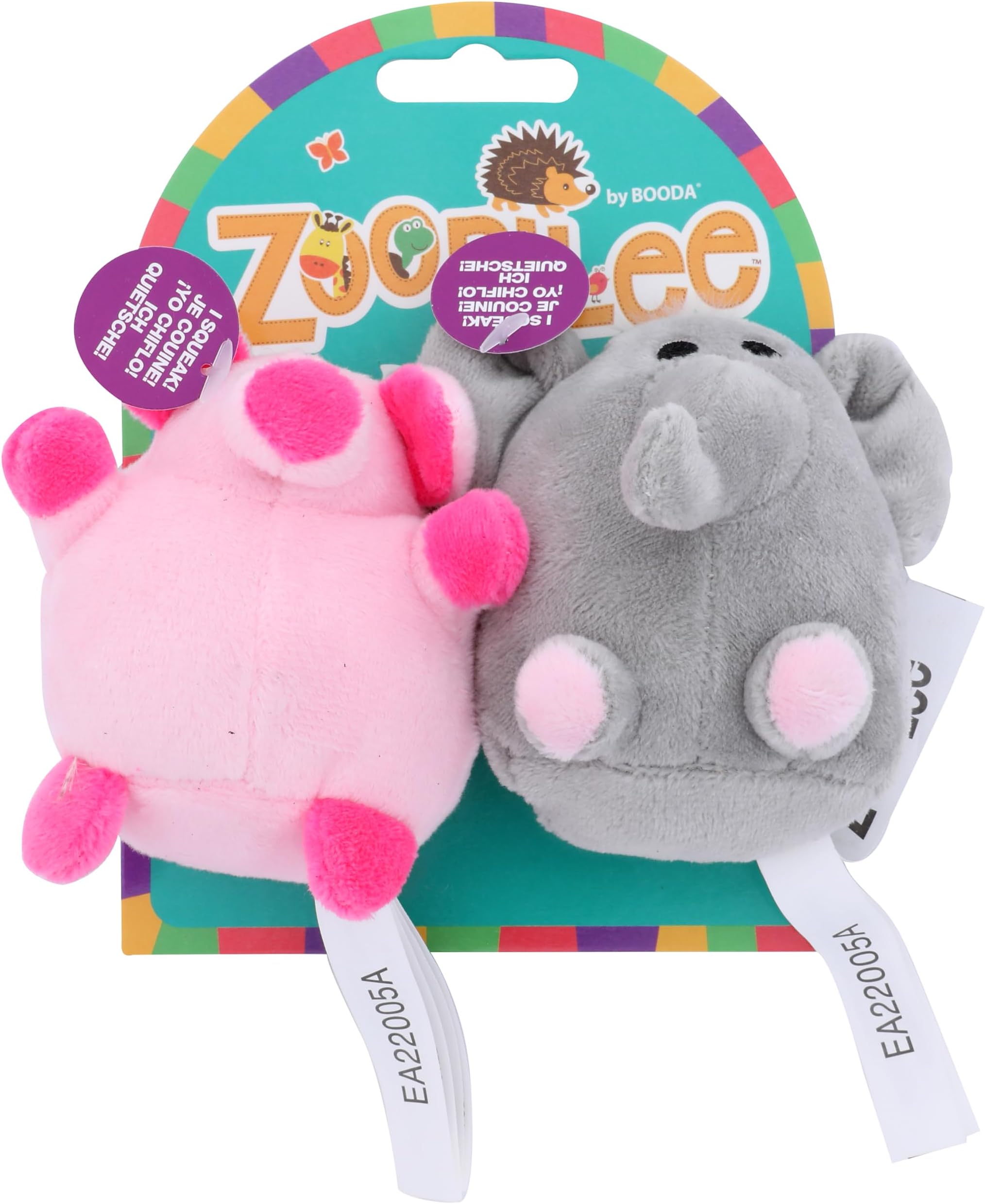 ZOOBILEE 32023 Mini Elephant & Pig Dog Toy (2 Pack)