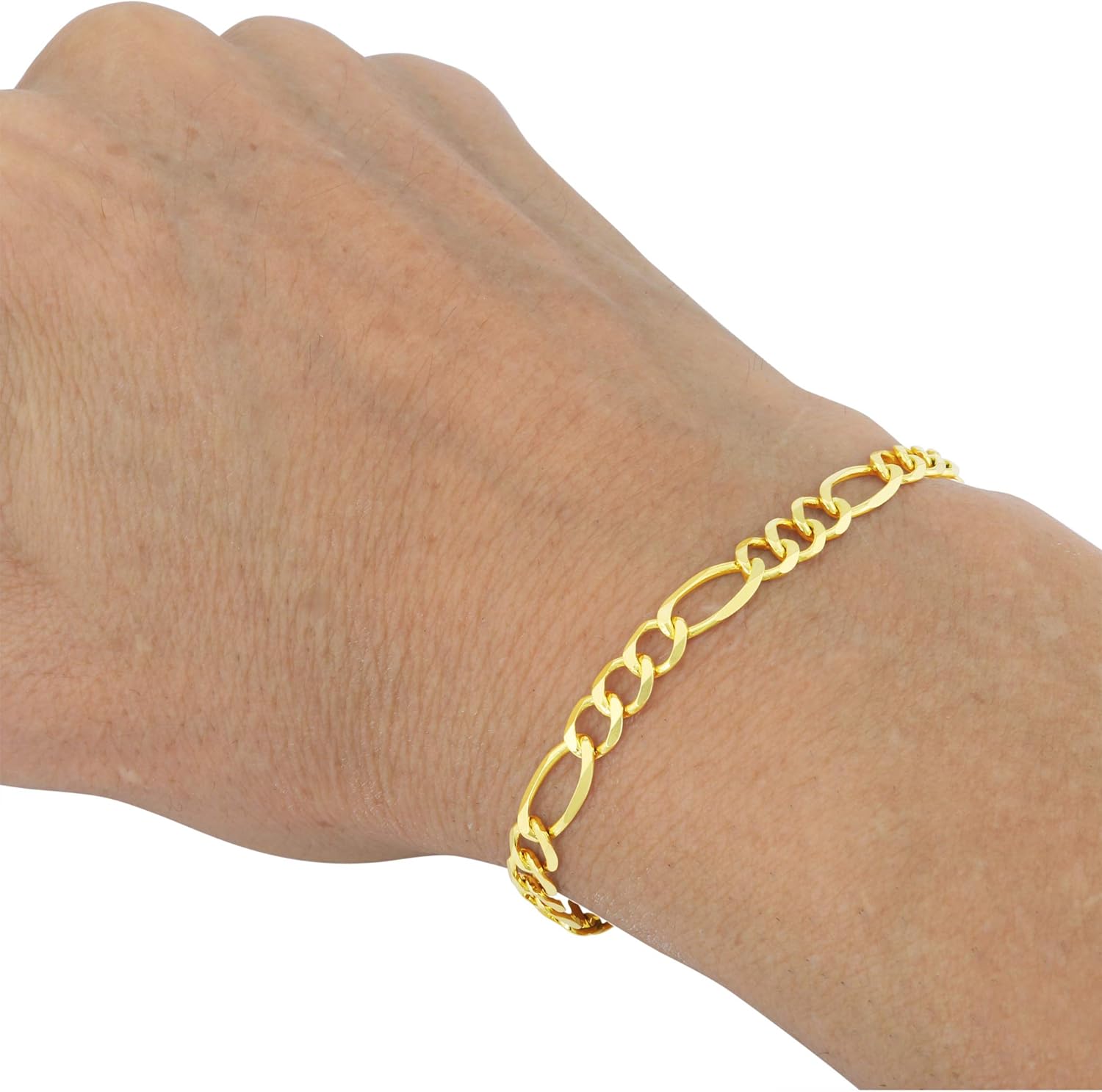Nuragold 14k Real Yellow Gold Figaro Link 5.5mm Chain Bracelet (7"-9") Italian Jewelry for Men & Women - Image 4