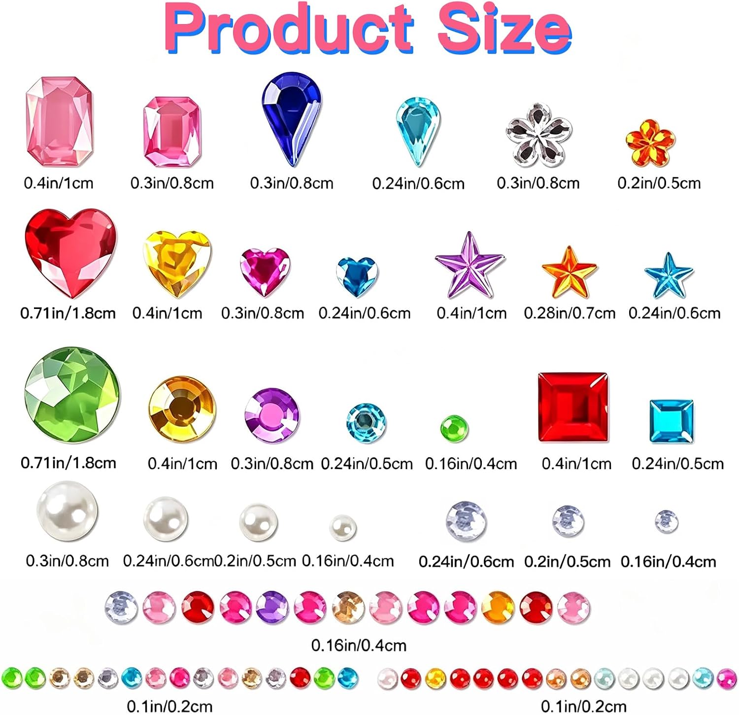 3521PCS Self-Adhesive Jewel Stickers Mixed Shapes for Scrapbooking & DIY Gift Making