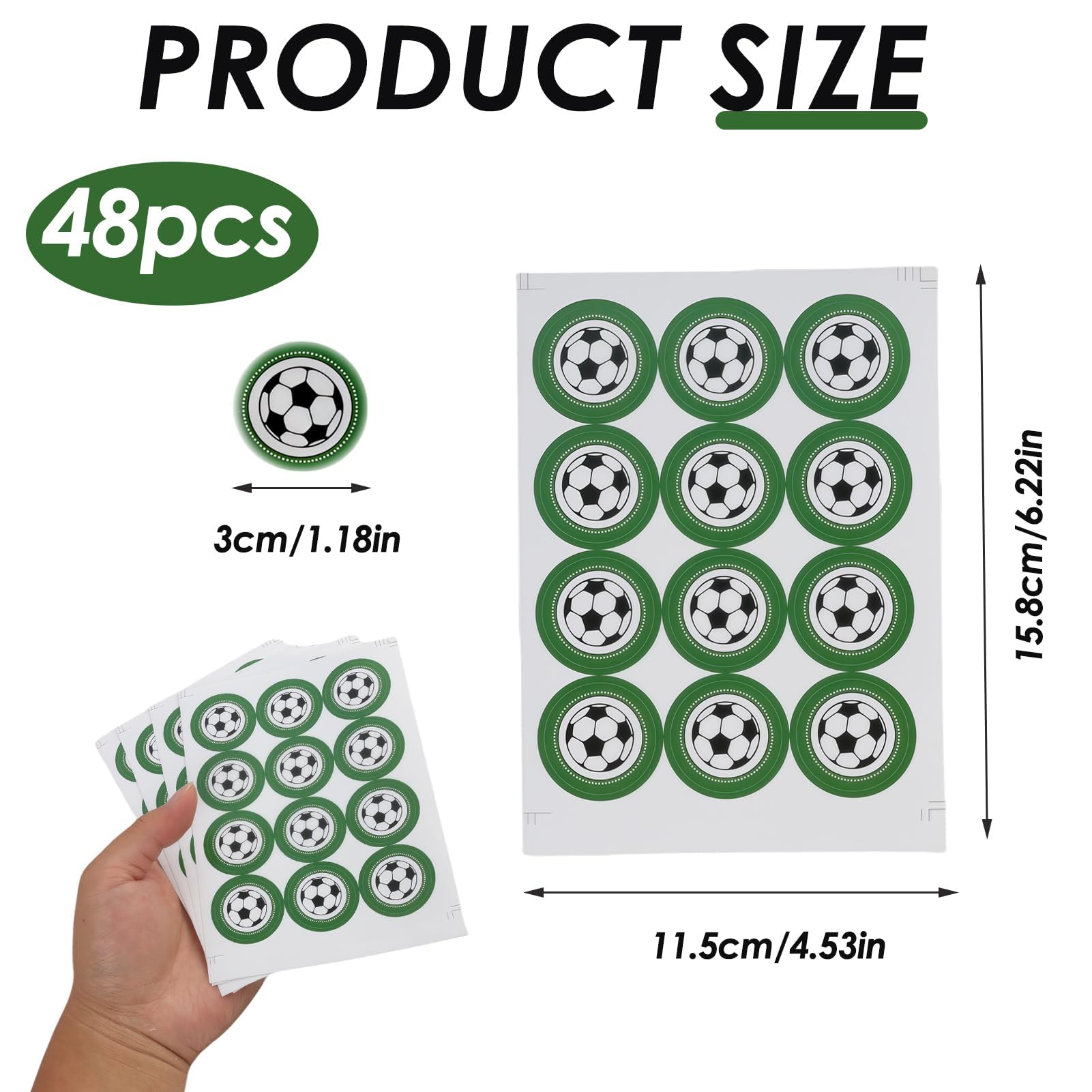 48 Premium Football Stickers for Kids, 3cm Vinyl Soccer Ball Decals for Scrapbooks Party Decorations & Rewards - Image 2