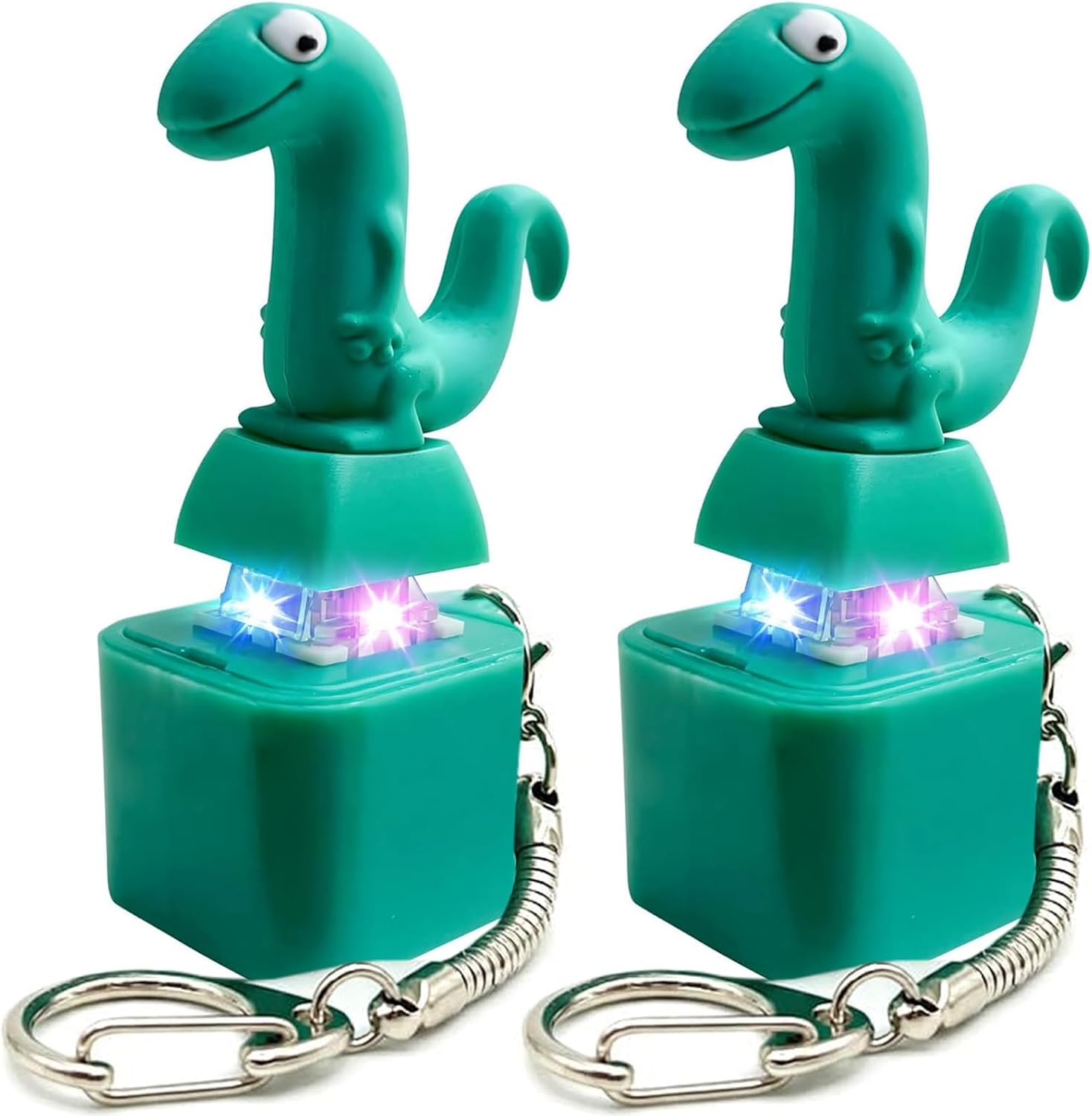2PCS Lizard Fidget Keychain Clicker Toys, Lizard Button Keychain Adult Anxiety Relief Toy with Colorful Light & Sound, Adults Keyboard Clicker for Stress Relief & Travel & Fun