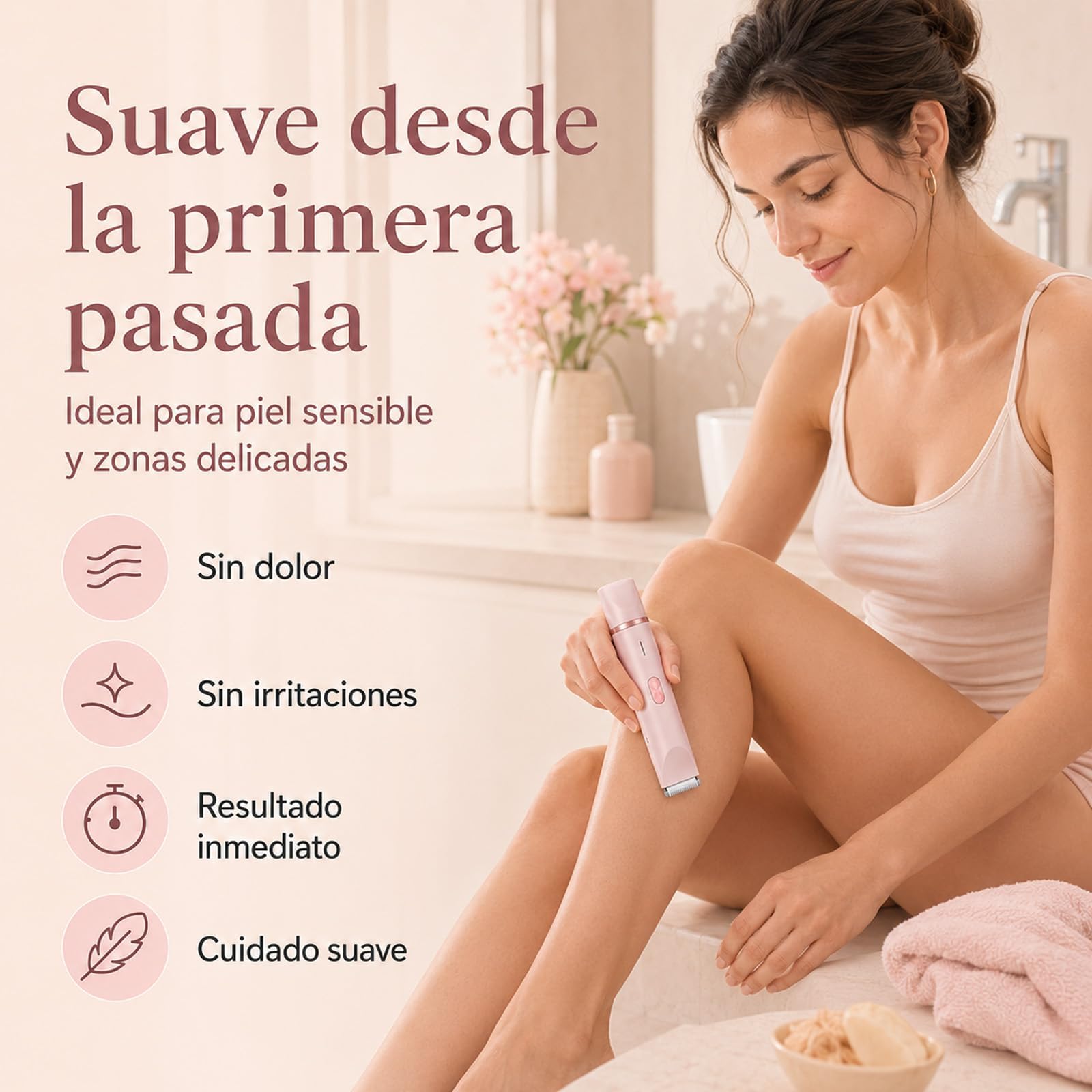 Sanuvia Depiladora Íntima,Afeitadora Eléctrica Para Mujer,Herramienta de Cuidado para Zonas Sensibles, Depilación Suave sin Irritaciones, Diseño Impermeable (Blanco)