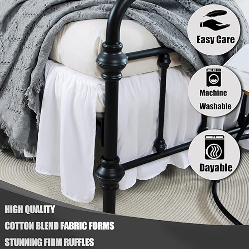 Miniatura 2 de TSUTOMI Falda de cama de tamaño individual con volantes y esquinas divididas, faldas de cama con volantes de 14 pulgadas con plataforma, estilo