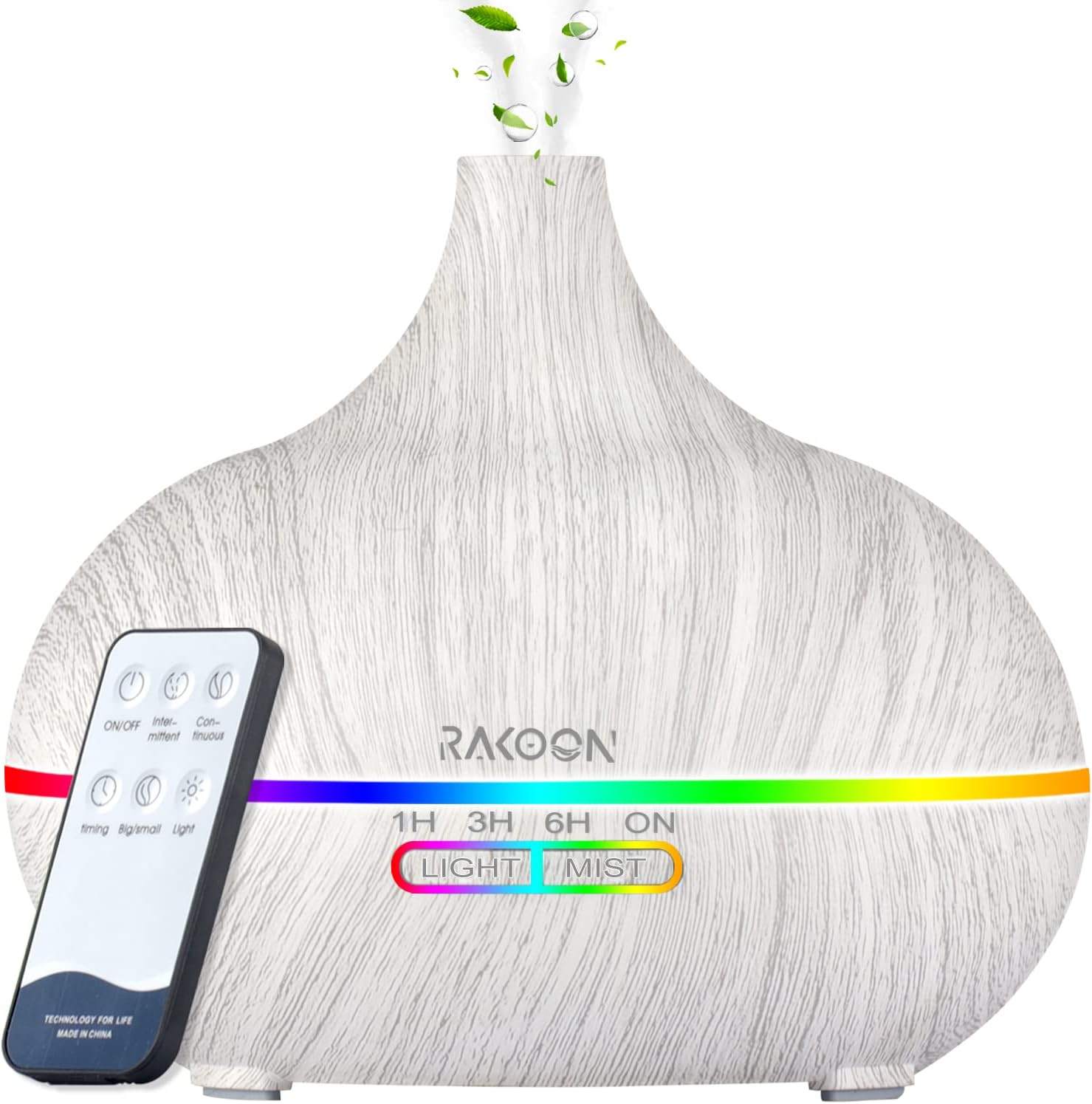 Essential Oil Diffusers for Home, 550ml Aromatherapy Air Diffusers for Bedroom Office with Mini Control & 4 Timer, 15 LED Ambient Lights, Waterless Shut-Off, Scent Diffuser Gifts for Women, White