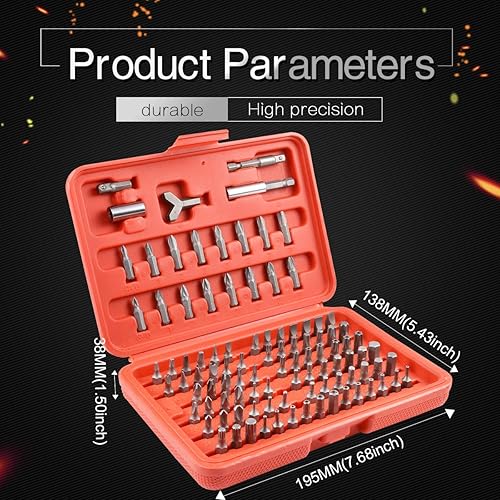 Miniatura 2 de KATUR Juego de 100 puntas de seguridad multiusos con soporte magnético para puntas de extensión, destornillador hexagonal métrico y SAE a prueba de