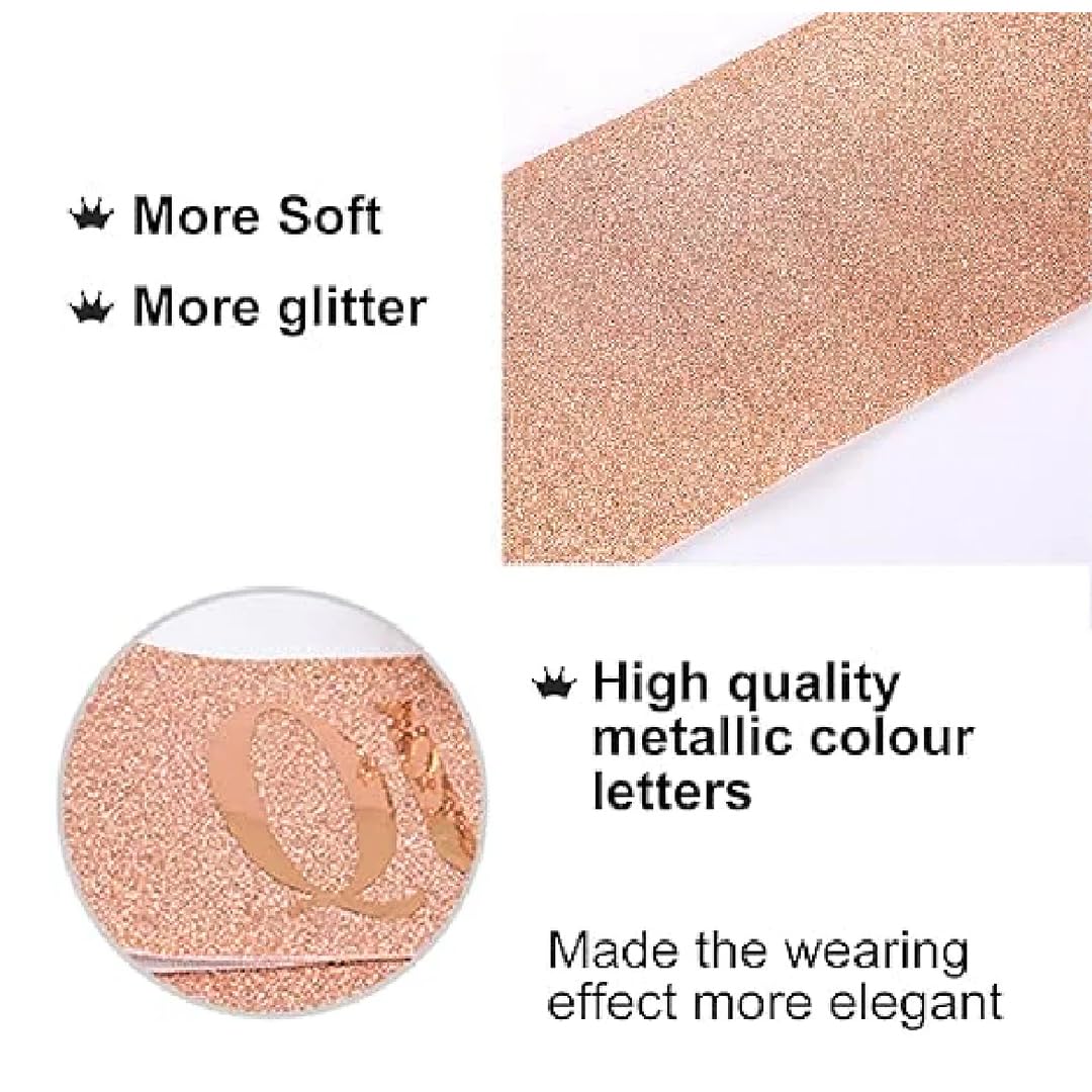 Wanna Party Congratulations Sash for Girl Women,Rose Gold Glitter Satin Sash with Rose Gold Foil Glitter Sash,Birthday,Wedding, Retirement,Graduation,Baby Shower Party 2