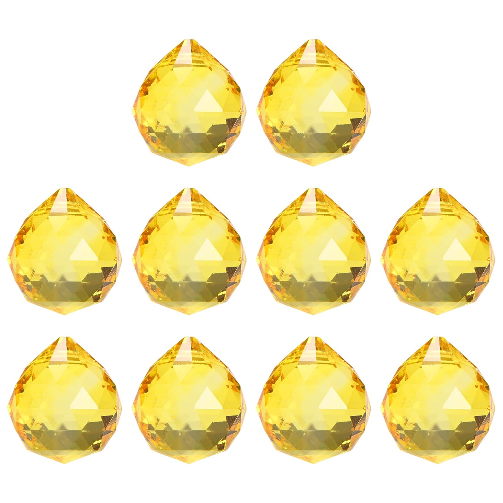 M METERXITY 10-Pack Crystal Ball Prisms, 24mm/0.94 Inch Chandelier Pendant Maker Hanging Crystals Chandelier Prisms for Home/Windows/Garden/DIY Decoration[Yellow]