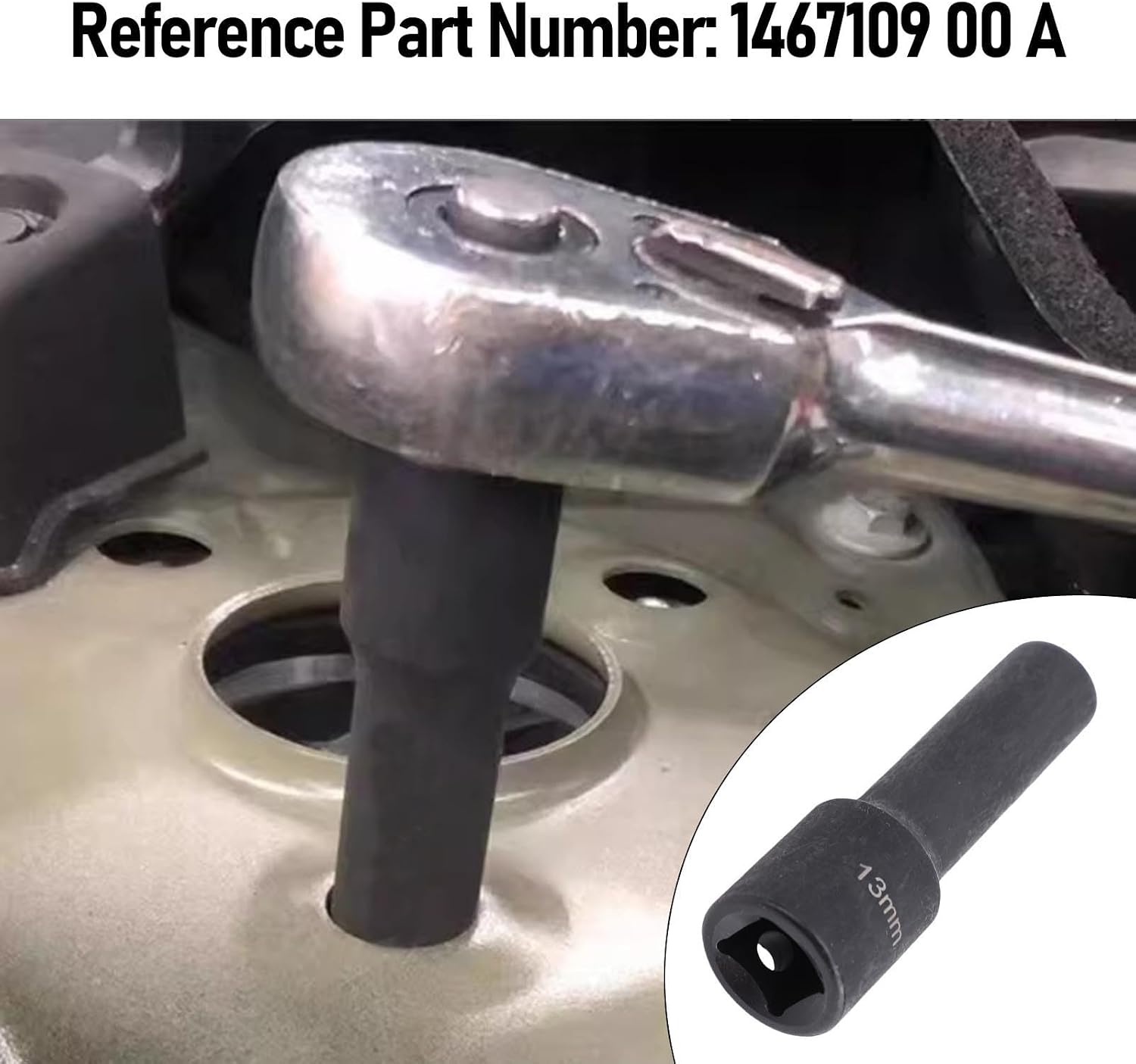 Aramox 13mm Shock Absorber Strut Socket Removal Tool with 1/2 Inch Square Drive, 1467109 00 A