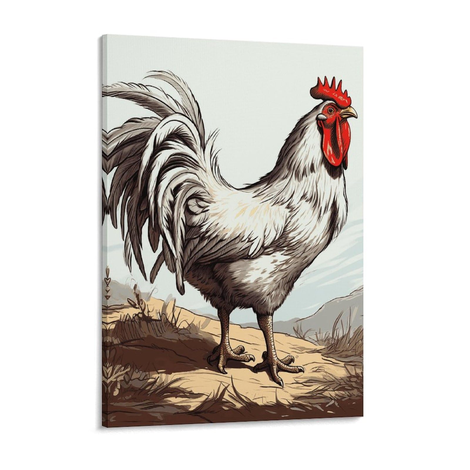 Chicken Sketch Canvas Wall Art for Bedroom 12x16inch Canvas Prints Artwork for Walls Modern Picture Artwork Painting for Living Room Aesthetic Wall Paintings for Bathroom Kitchen Office Decor