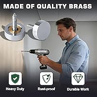 Vista 3 de Alise Tapas de tornillos de latón, 12 unidades, tornillos decorativos para espejo, clavos, 0.630 in de diámetro, tornillos de tapicería, cubiertas