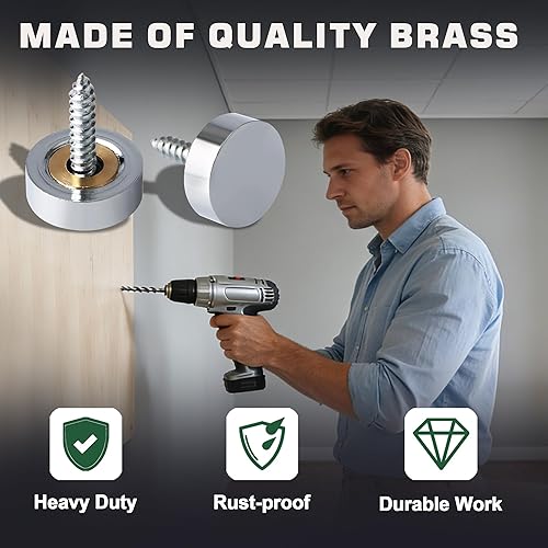 Miniatura 3 de Alise Tapas de tornillos de latón, 12 unidades, tornillos decorativos para espejo, clavos, 0.630 in de diámetro, tornillos de tapicería, cubiertas