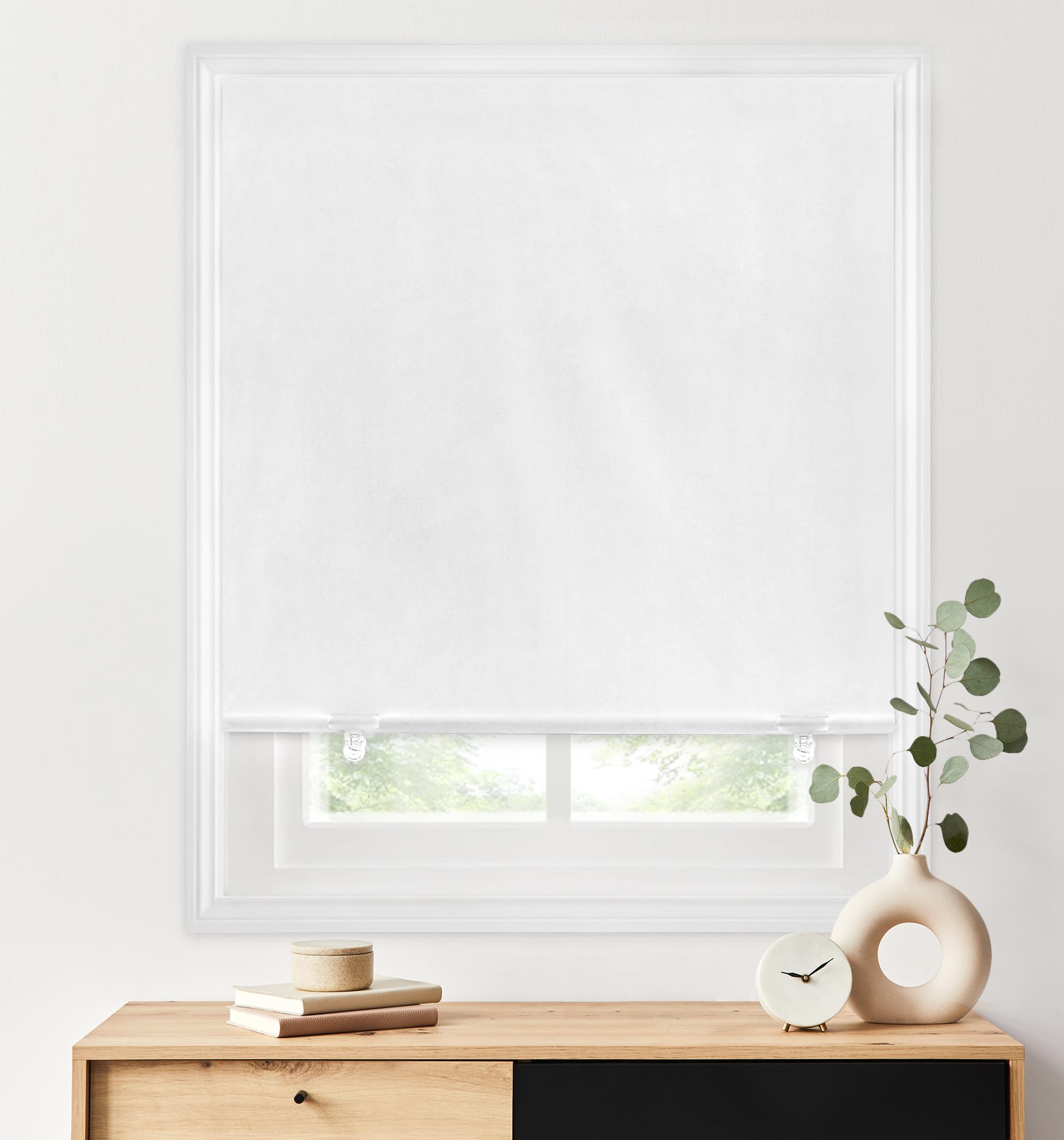 LazBlinds 100% Blackout Roller Shades, No Tools No Drill Cordless Blinds for Windows, Thermal Insulated UV Protection Privacy Window Shades for