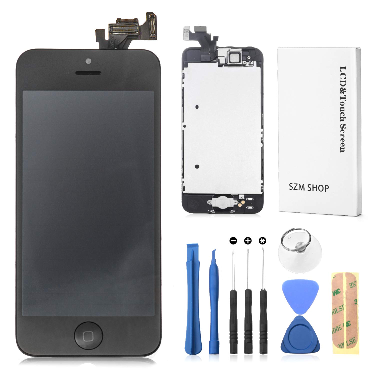 Amazon.co.jp: SZM For iPhone5 修理交換用フロントパネルセット