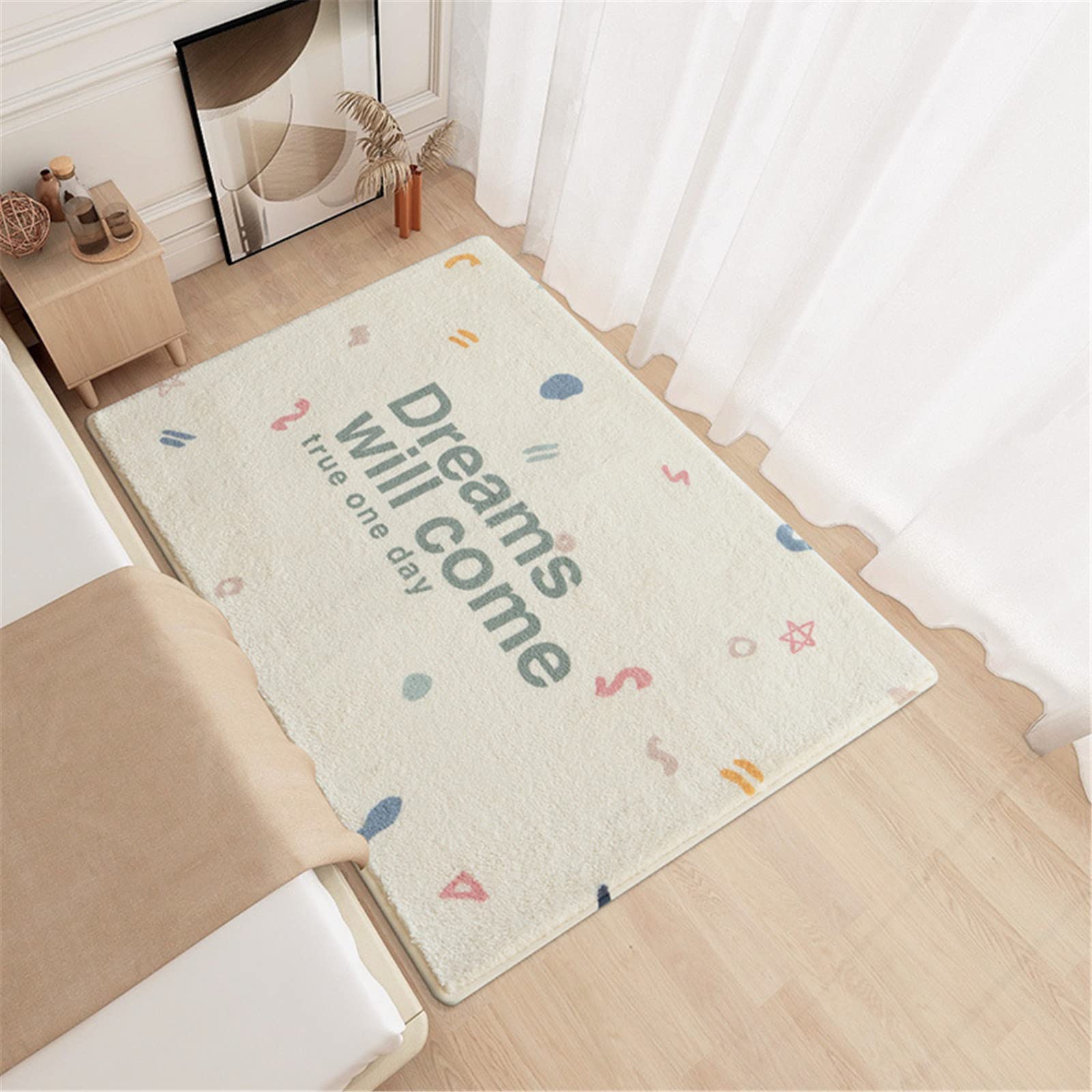 SWECOMZE Regenbogen Moderner Wohnzimmer Teppich, Weicher Kurzflor, Kinderteppiche Flauschige Groß Schutzmatten Kindermatte fürs Babyzimmer Kleinkinderzimmer (Blumen,60 * 120cm)