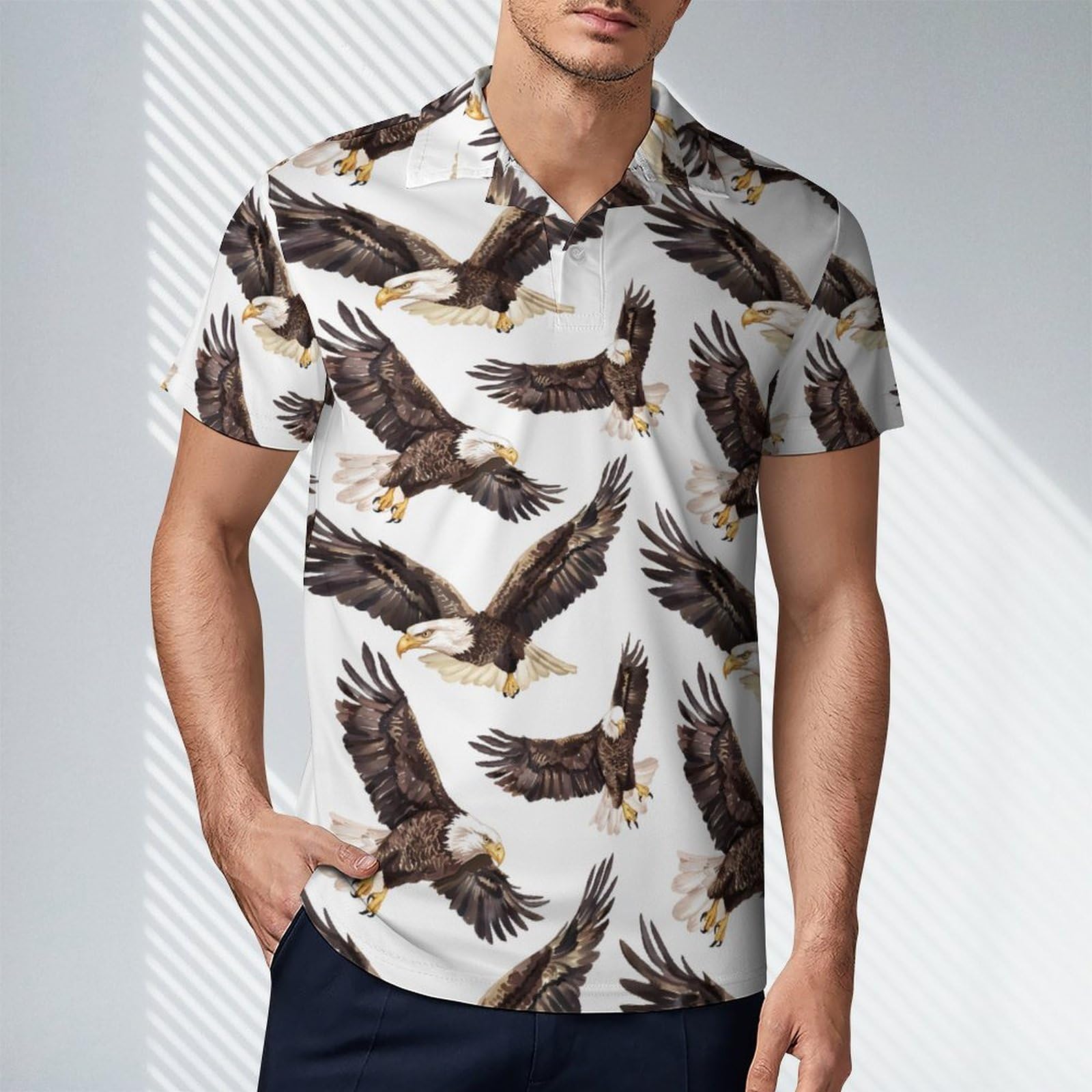 Flying Eagle Novelty Men's Short Sleeve Shirts Funny Golf Tennis Work T-Shirt Sport Tee M