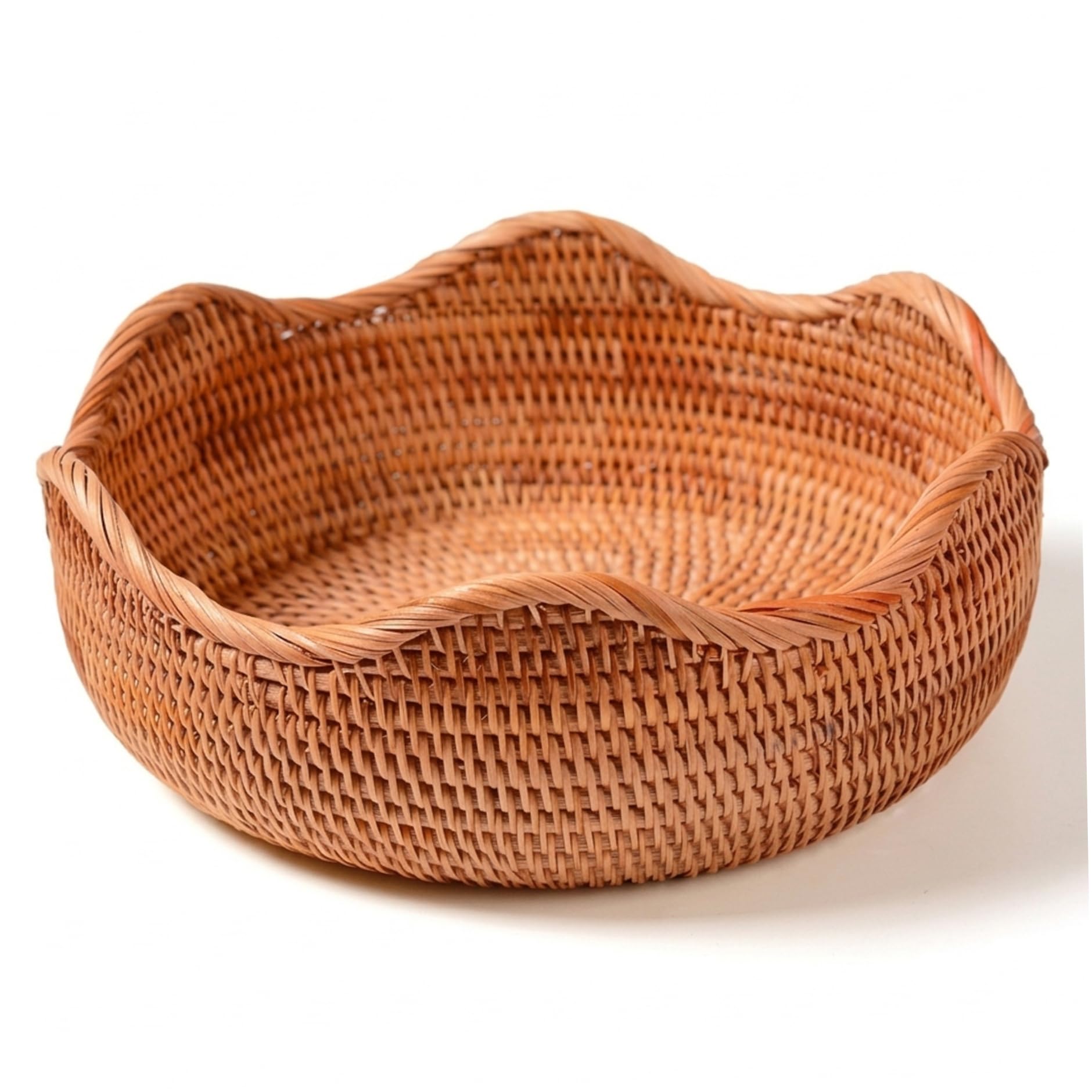 Takingup Bread Basket, Rattan Wicker Basket, Natural, Multipurpose Decorative Storage, for Bread Fruit and Snacks, Kitchen Dining Table(Small)