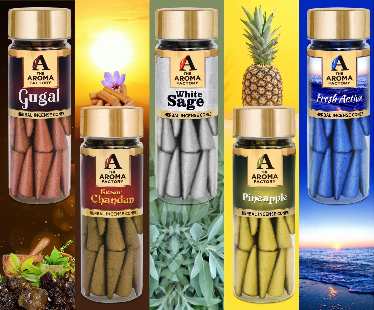 The Aroma Factory Organic Incense Cones No Charcoal, Multicolour, 500g - Image 4