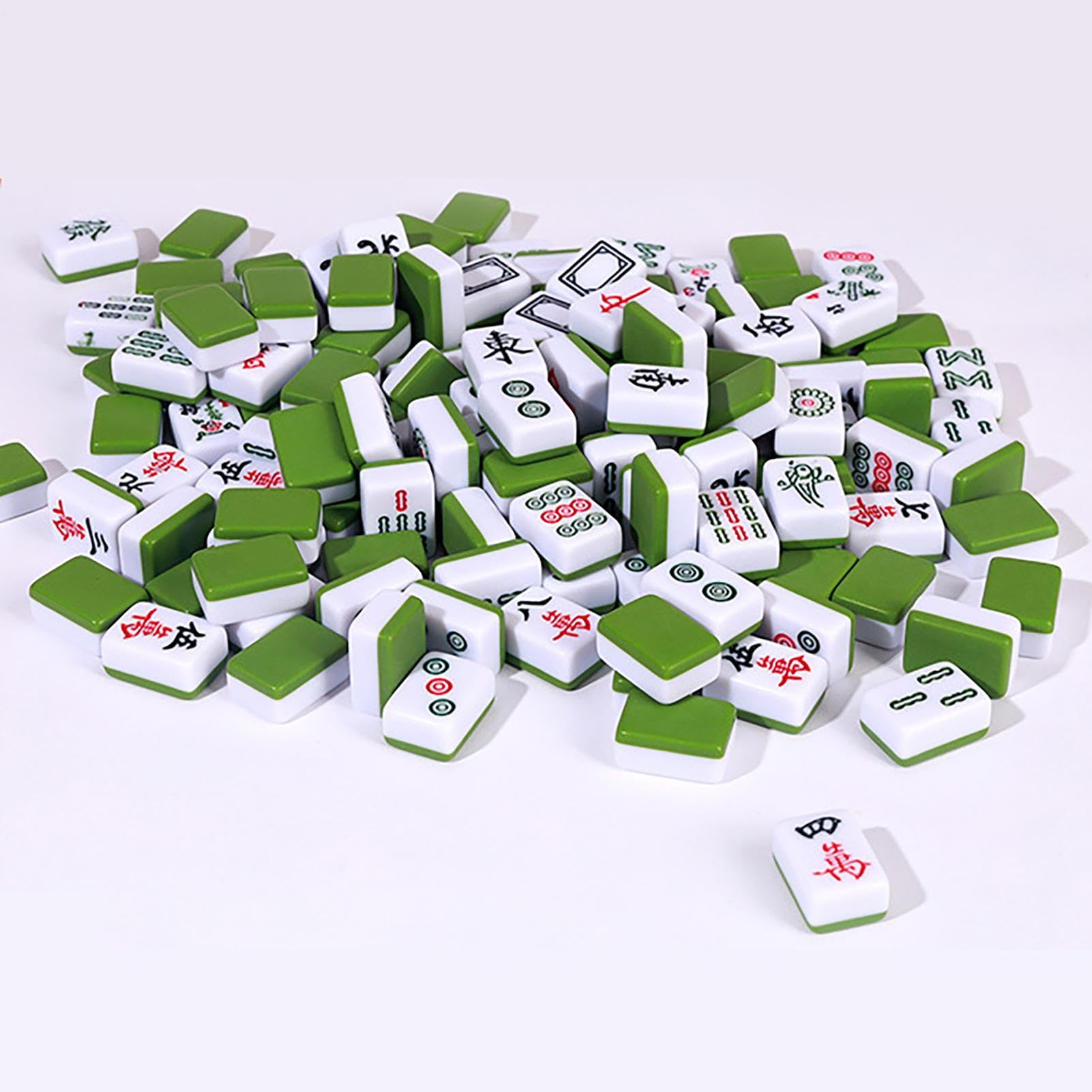 Generico set di giochi Mahjong cinese - 144 piastrelle di melamina resistenti all'usura con borsa da trasporto | Compact Travel Board Game per adulti e famiglie | per campeggio, picnic, dormitori