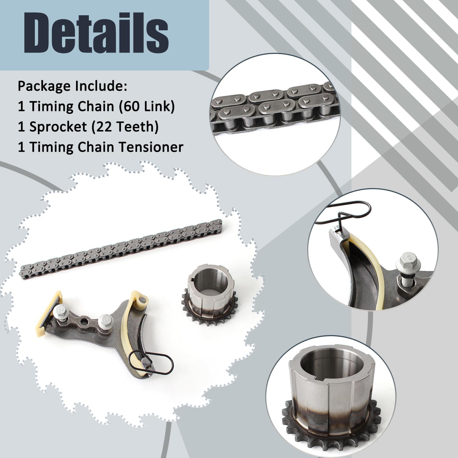 AUCERAMIC TK3216 Timing Chain Kit W/Tensioner Fit for Chevrolet Avalanche Camaro Colorado Express Silverado Suburban Tahoe Cadillac Escalade GMC Canyon Savana Sierra Yukon Hummer 94205SB 12556582