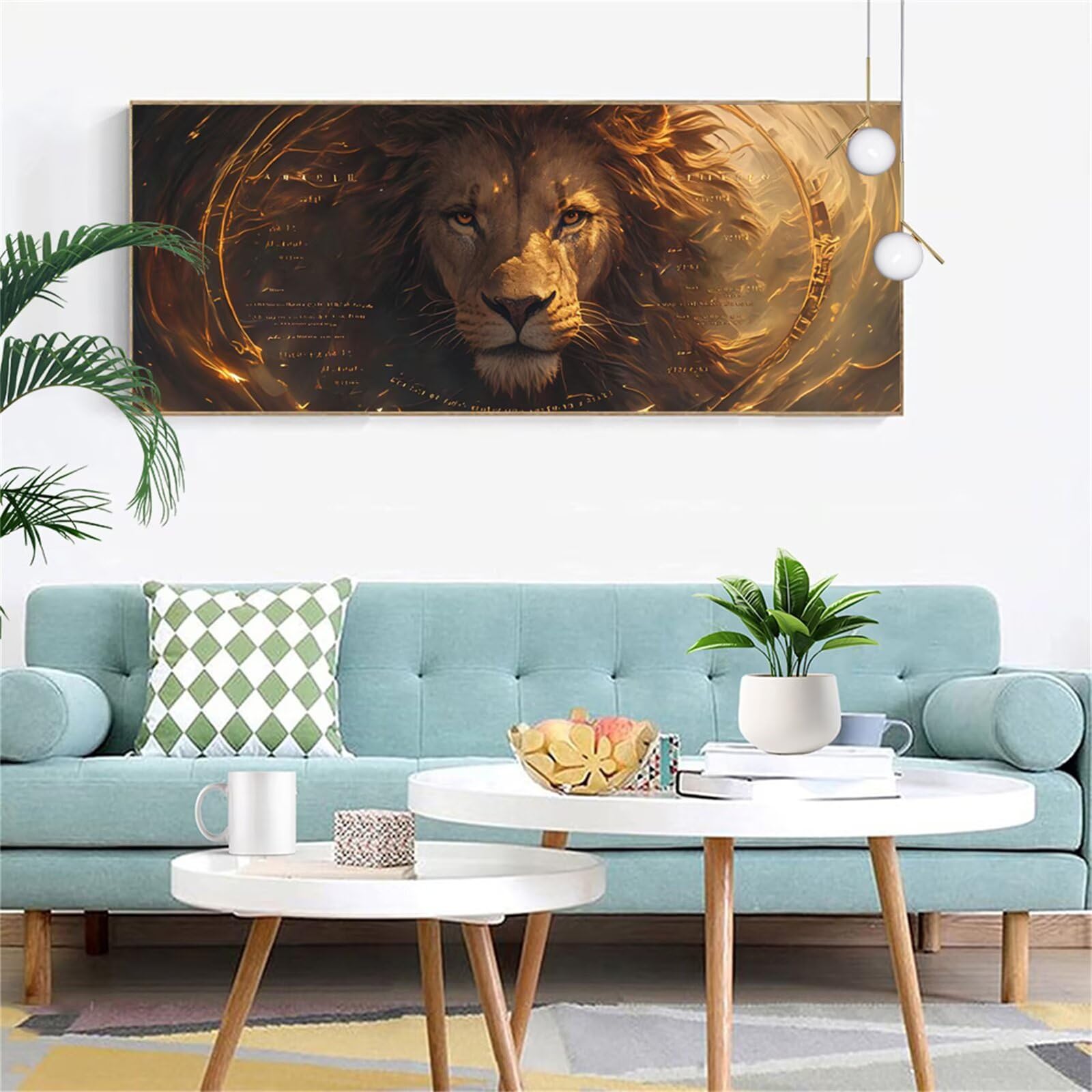 Diamentowy obraz 100 x 250 cm, obraz diamentowy lew diamentowe malowanie DIY malowanie koralików dla dorosłych cyrkonie ścieg krzyżykowy zestaw artystyczny do dekoracji ścian, prezent dla mężczyzn