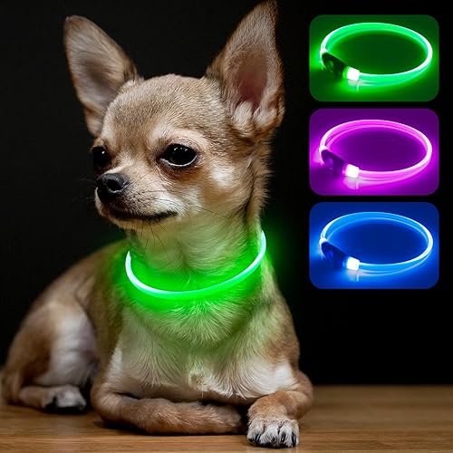 BSEEN Collar de perro iluminado  Collar de perro LED recargable a prueba de lluvia  Collar de mascotas brillante de TPU para perros pequeños y gatos