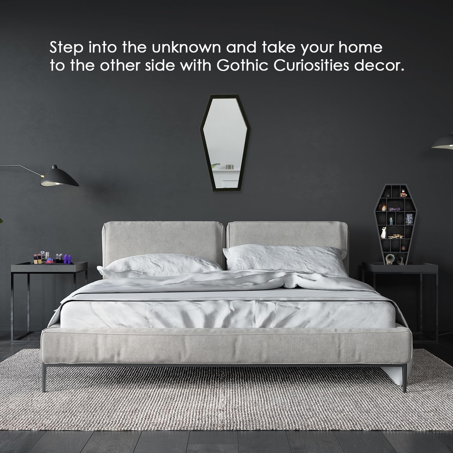 Coffin Mirror – 21 in., Decorative Mirror for Wall Decor, Living Room, Bedroom, Gifting, & More – Hang & Pair with a Coffin Shelf, & Witch Decor