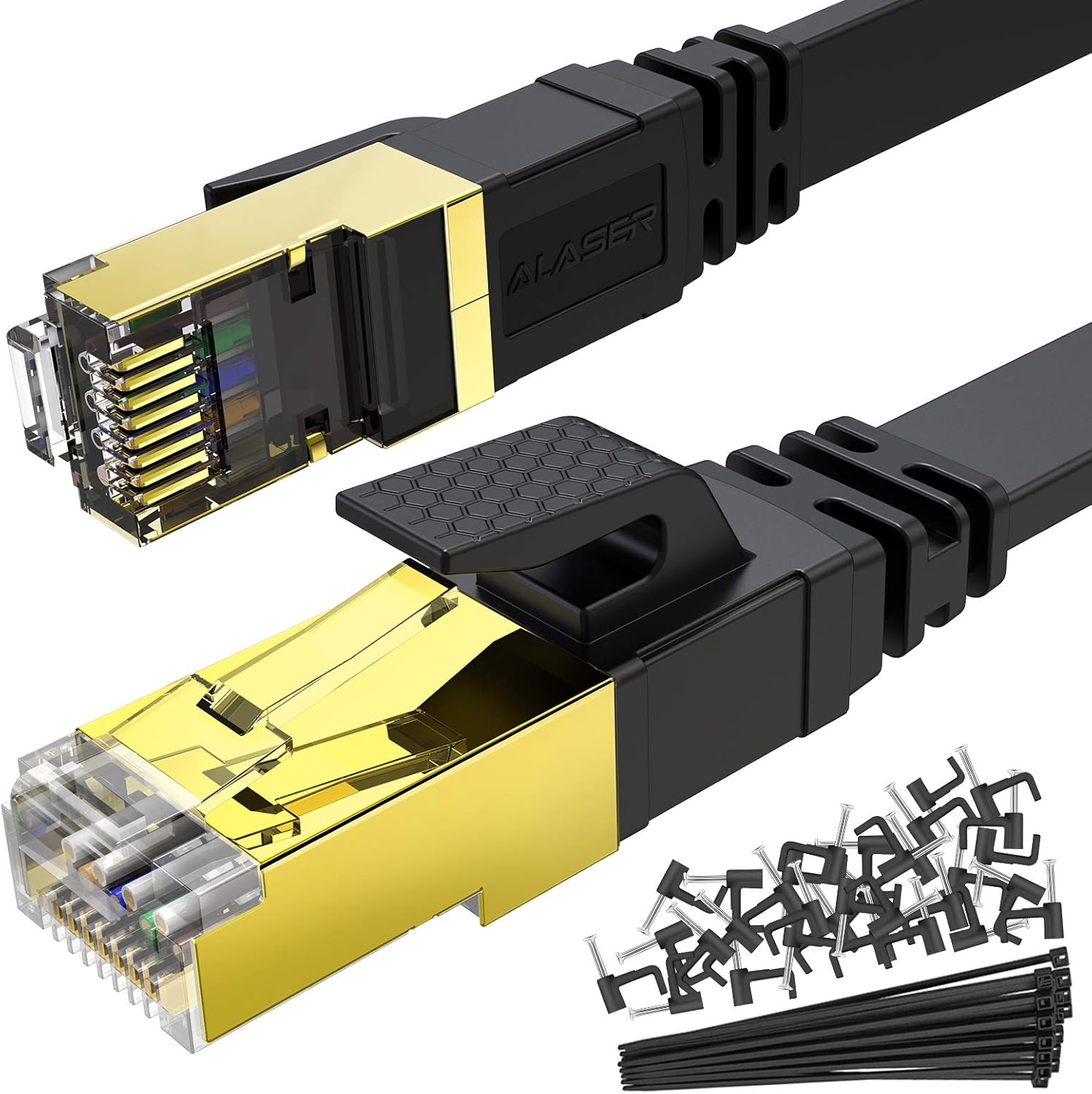 Alaser 30m CAT.8 Netzwerkkabel Flach 40 Gbits Lan Kabel Patchkabel Datenkabel CAT 8 40000 Mbits ...