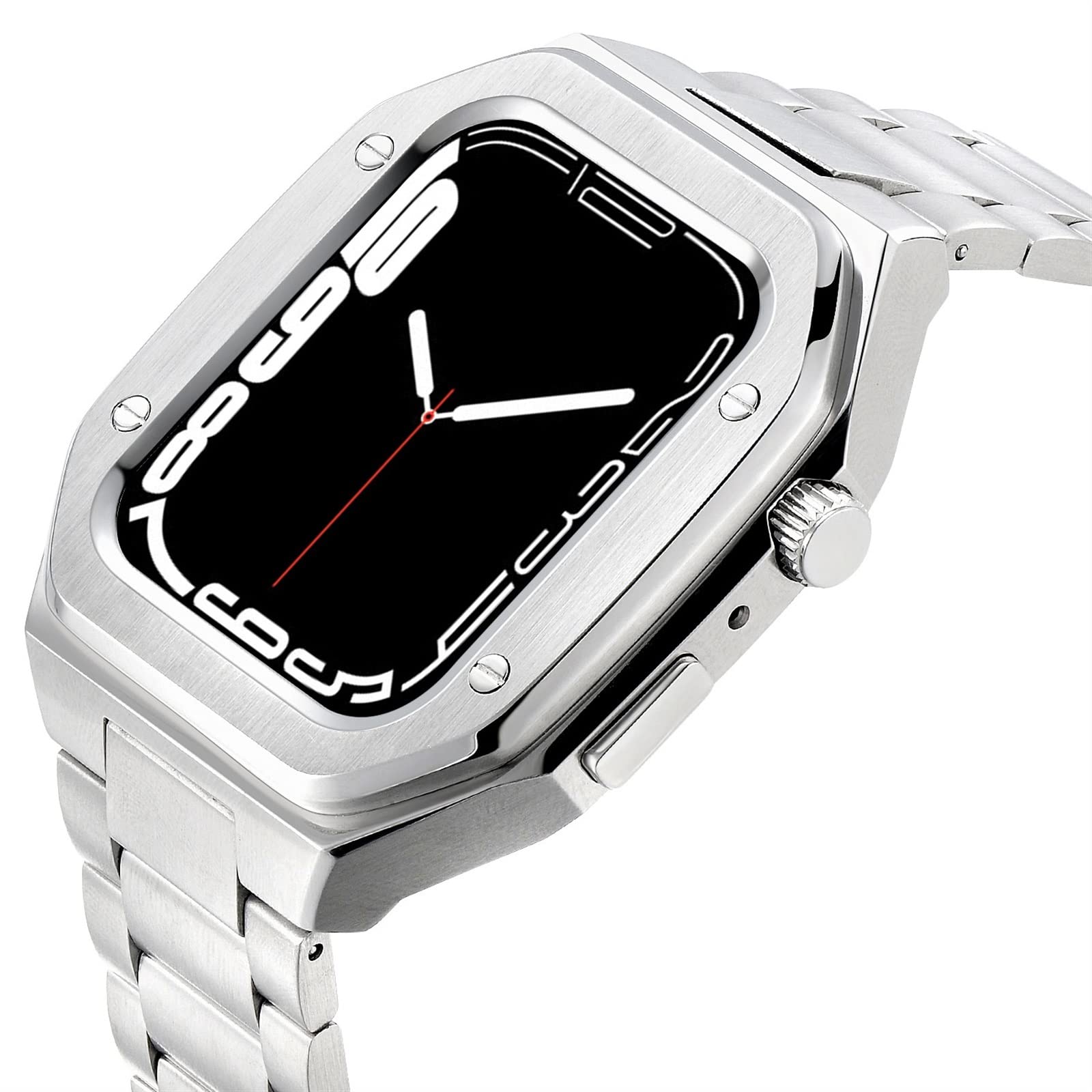 Kit de modification de bracelet en cuir de rechange pour Apple Watch 44 mm 45 mm, bracelet en métal pour iWatch Series 8 7 SE 6 5 4, 44mm For 6/5/4/SE, Agate