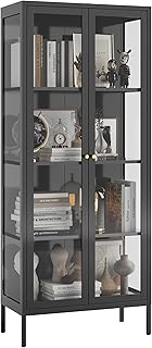 26 Black and White Kitchen Ideas That Never Go Out of Style 11 Glass Display Cabinet 4-Tier, Display Cabinet with Glass Doors, Curio Di...
